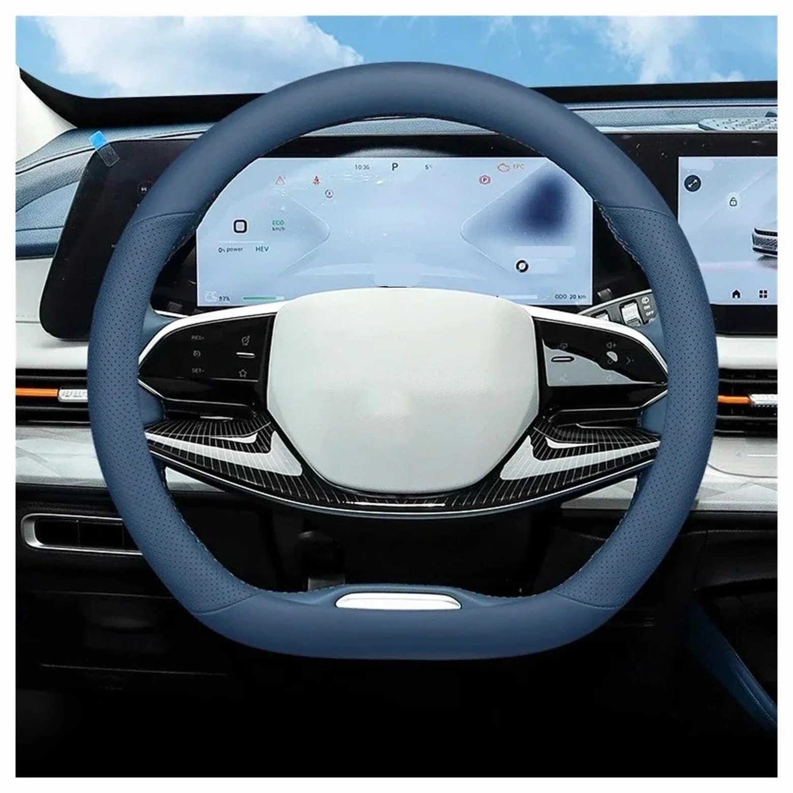 Funda De Volante De Cuero con Costura Manos Libres Antideslizante Universal para Todas Las Estaciones Compatible con EXEED RX TXL LX VX(2)