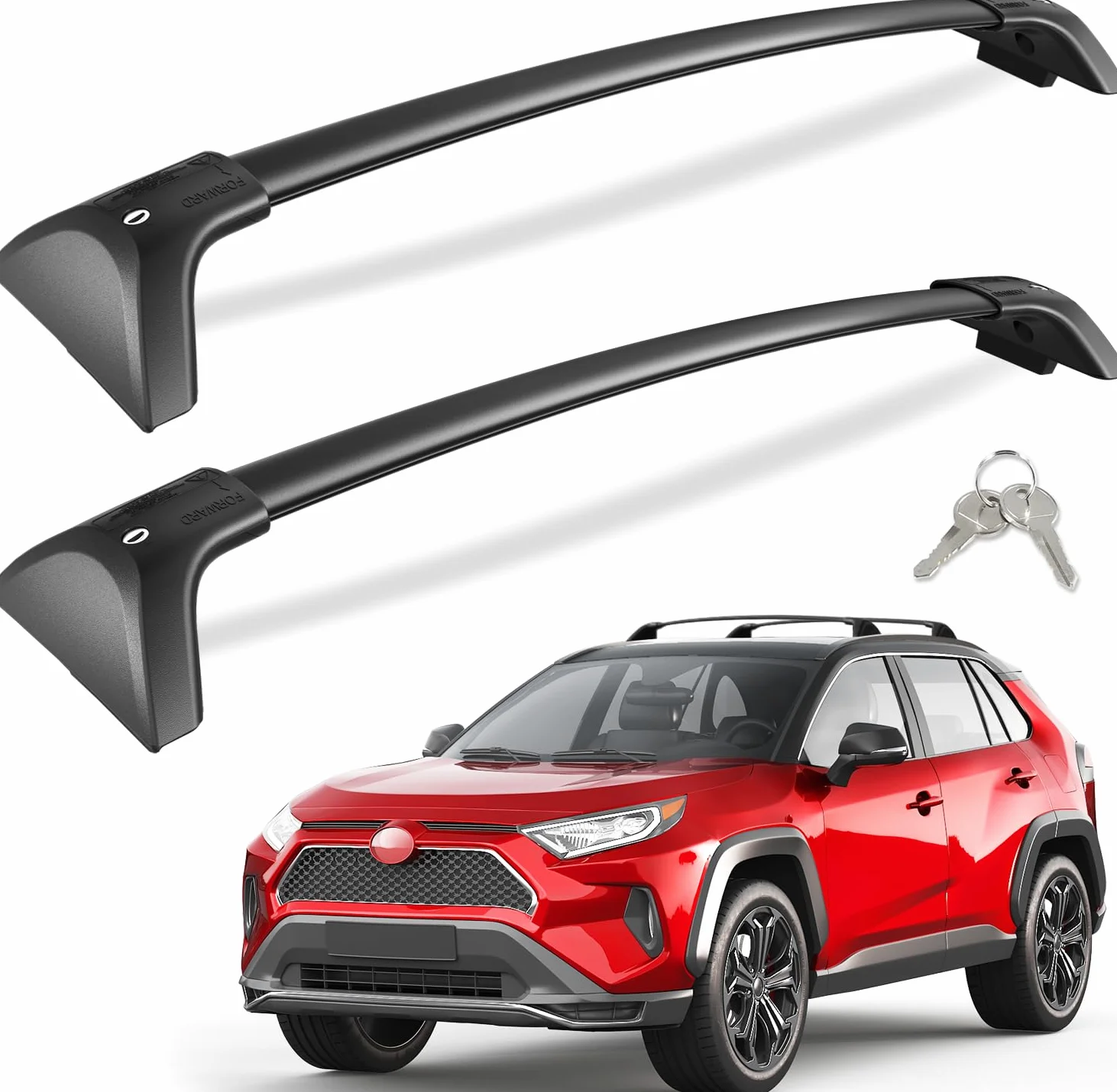 KINGGERI - Barras de techo de coche con bloqueo, capacidad de 118 kg, barra transversal de aluminio resistente, bloqueo metálico antirrobo.