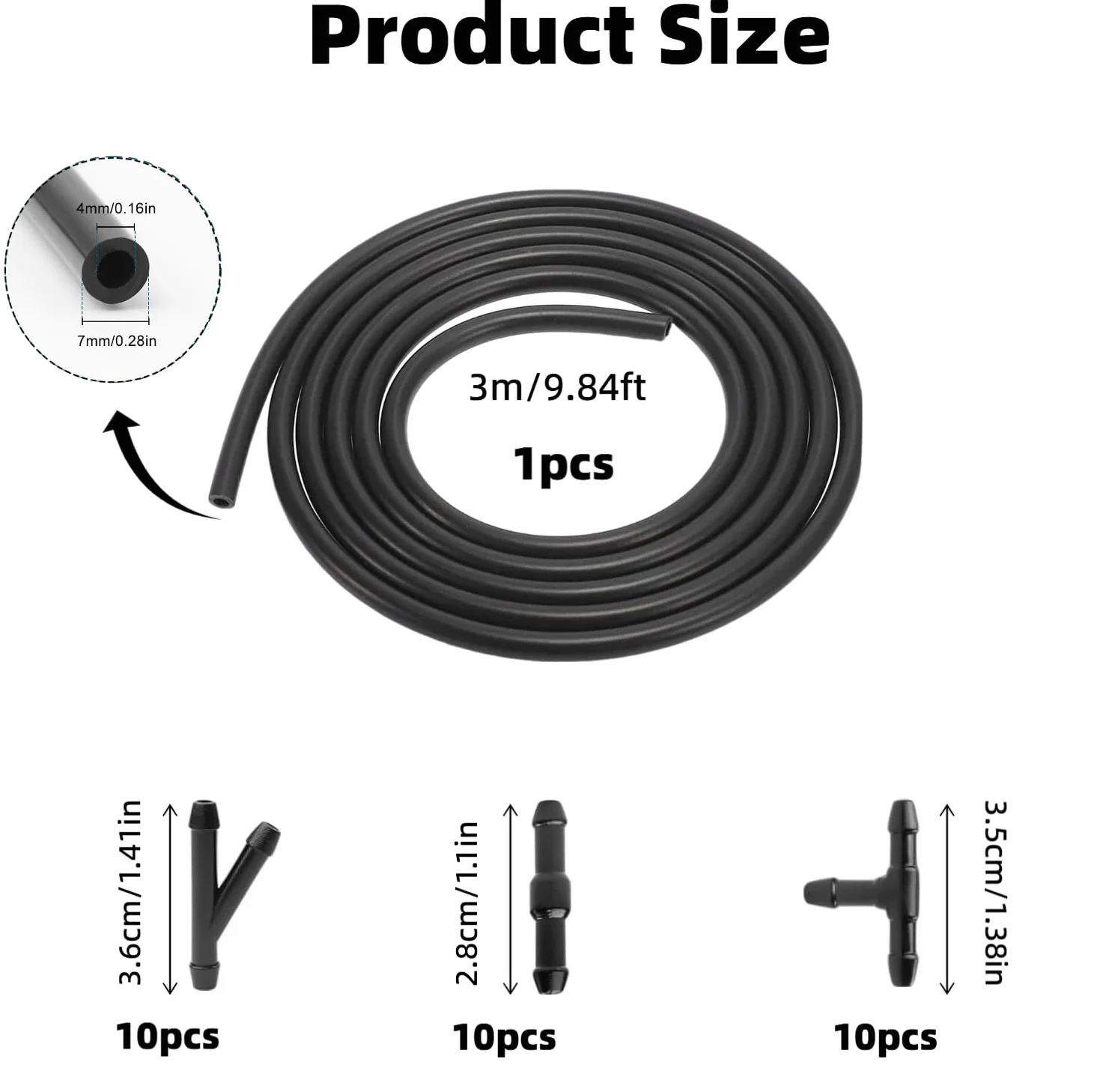 Kit de reparación de manguera lavaparabrisas universal de 3 metros, incluye 30 accesorios de manguera, adecuado para sistemas de lavado de automóviles