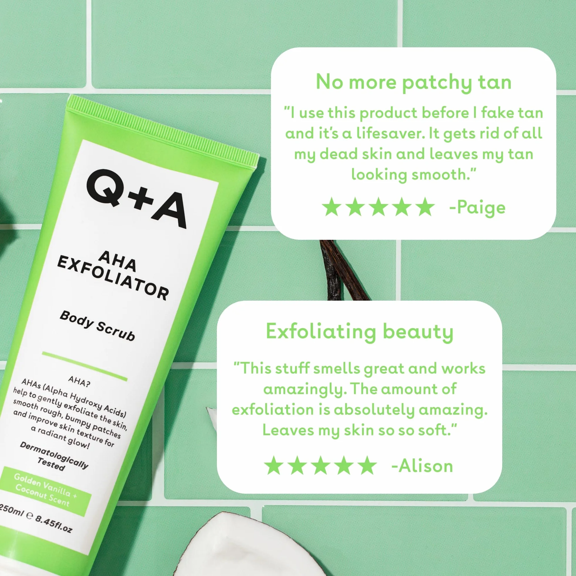 Q+A Exfoliante Corporal AHA 250 ml Ácido Láctico Glicólico