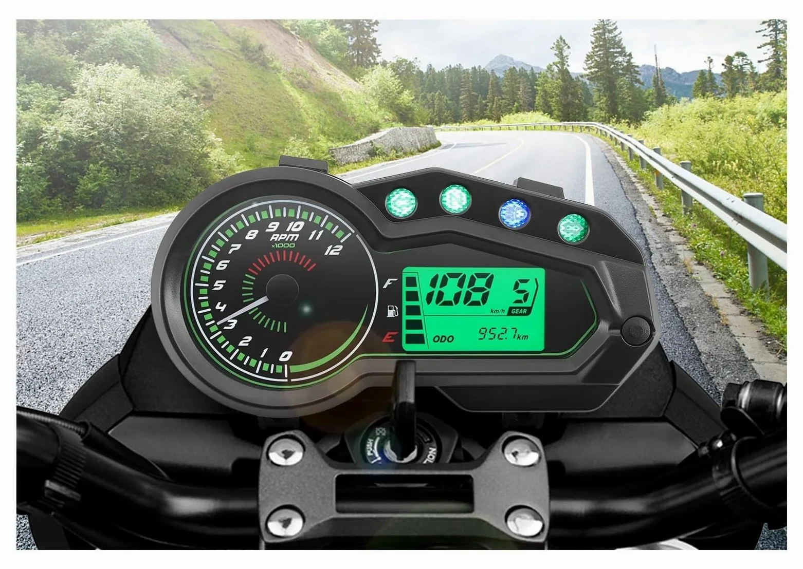 Velocímetro Digital para motocicleta medidor 12000 RPM | Tacómetro universal para motocicleta medidor 12000 RPM, velocímetro indicador marcha del vehículo, odómetro de viaje,