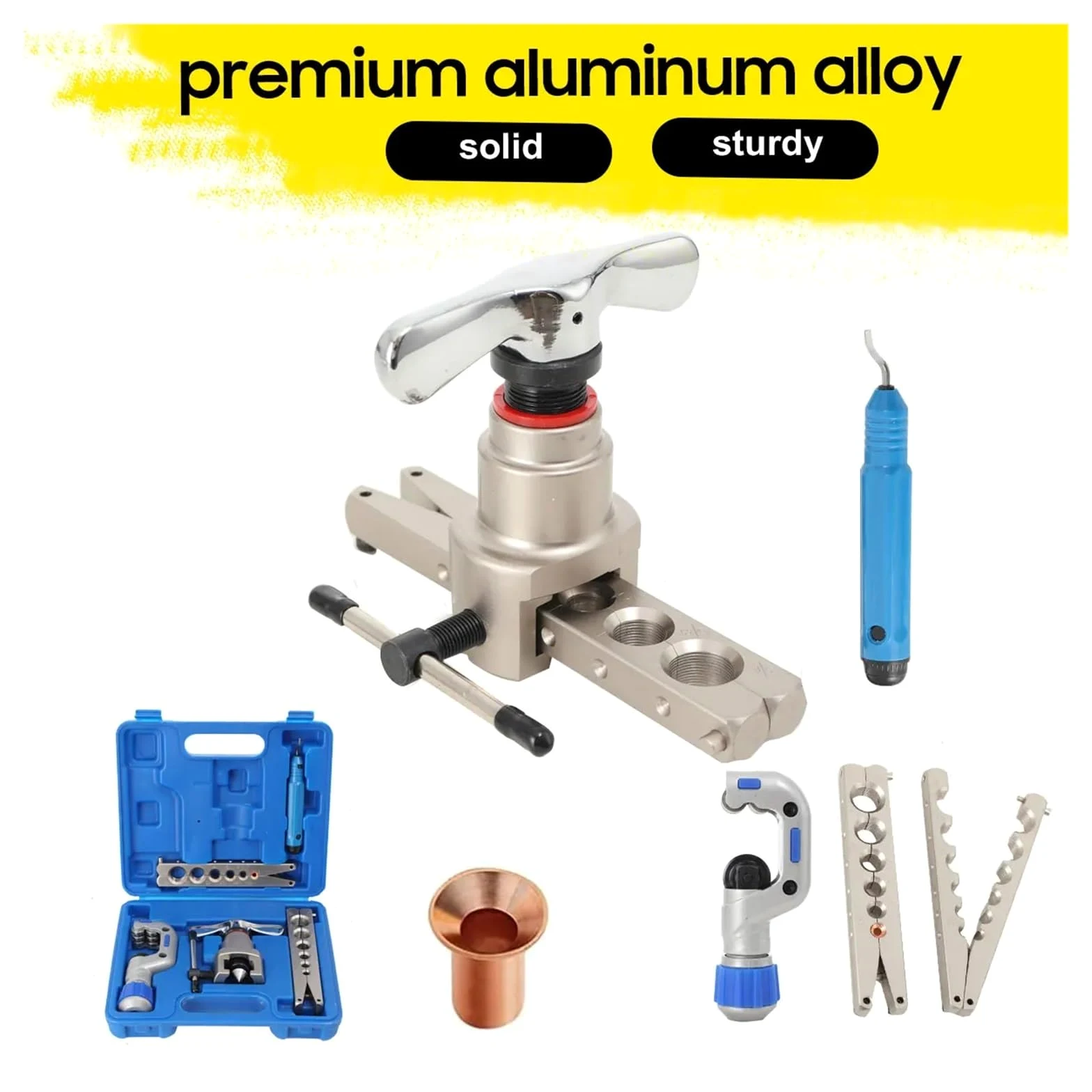 Expansor de Tubo, Expansor de tubos de cobre for aire acondicionado, herramienta de abocardado con trinquete, escariador de refrigeración, herramienta de trompeta de expansión de tubos excéntricos
