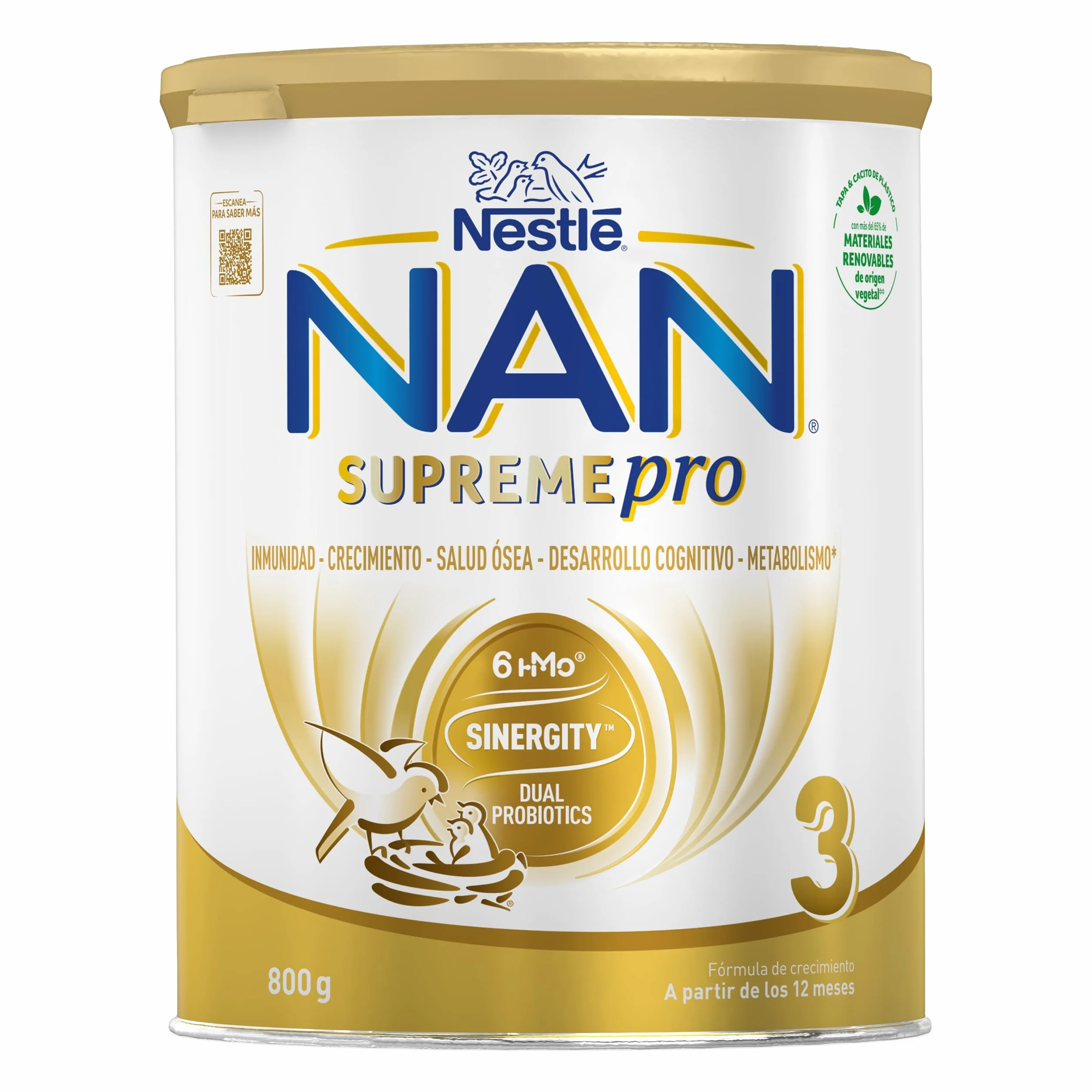 Nestlé NAN SUPREMEPRO 3 Leche de crecimiento en polvo, 3 x 800g