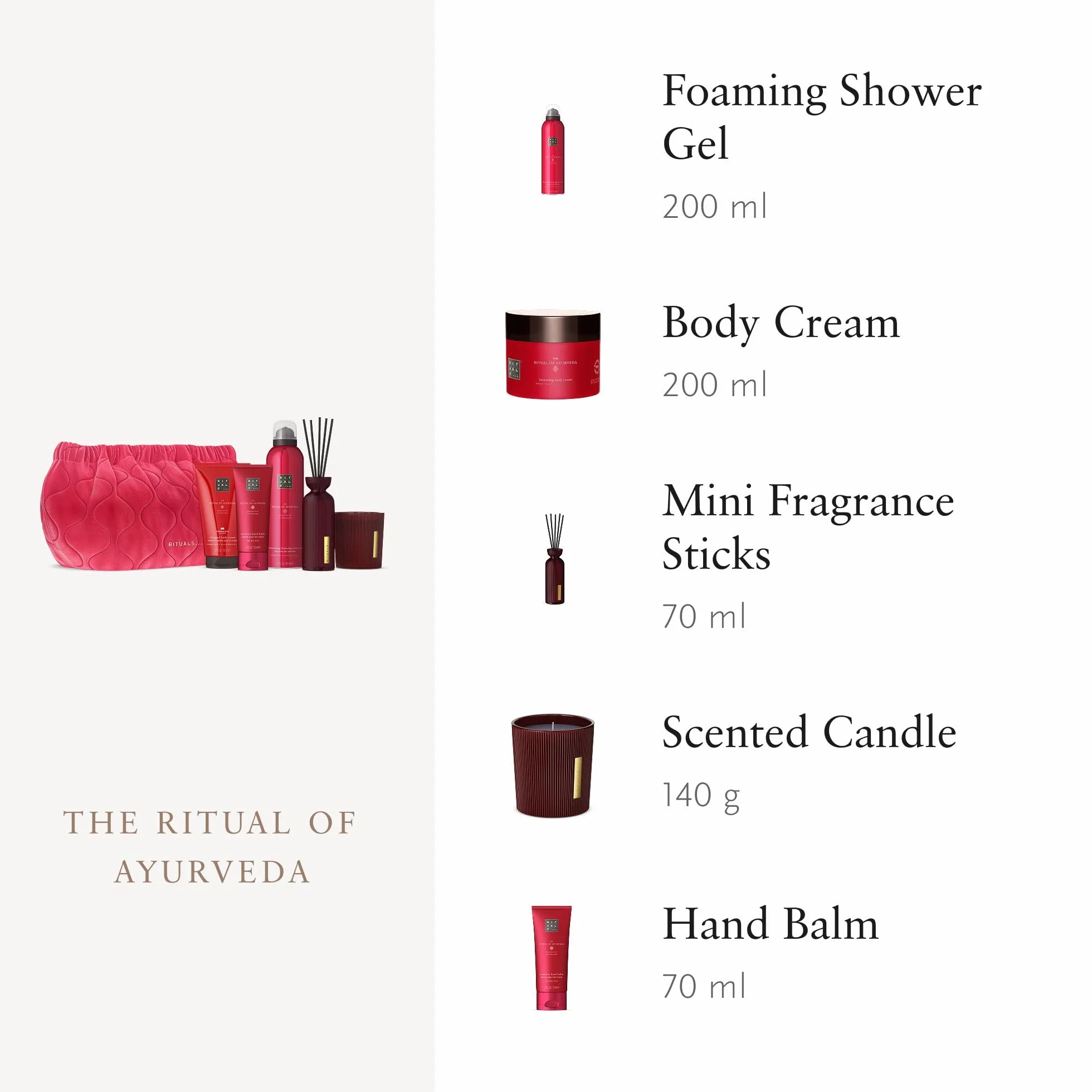 RITUALS The Ritual of Ayurveda Cofre de Regalo Grande Cuidado Corporal Hogar Rosa India Aceite Almendras Dulces