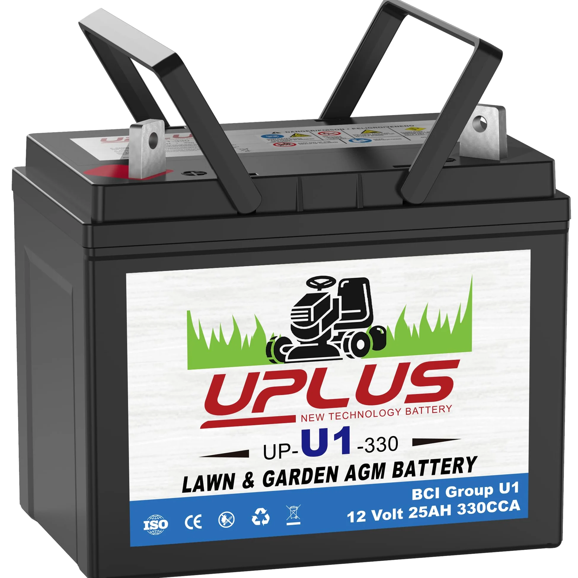 UPLUS U1 - Batería para cortacésped, 12 V, 330 CCA para tractores de jardín | Baterías AGM sin mantenimiento, aptas para John Deere, Cub Cadet, Husqvarna, Craftsman, Toro, Ariens, Poulan Pro y Troy-Bilt