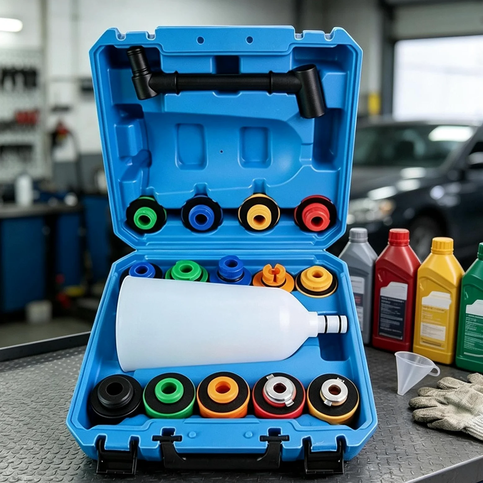 Kit de embudo de 16 piezas juego de embudo con purga flexible, llenador y | Kit llenado refrigerante radiador Para Purga, Y Lavado Vehicular, Camiones, SUV, Refrigeración Motor Y Reparación