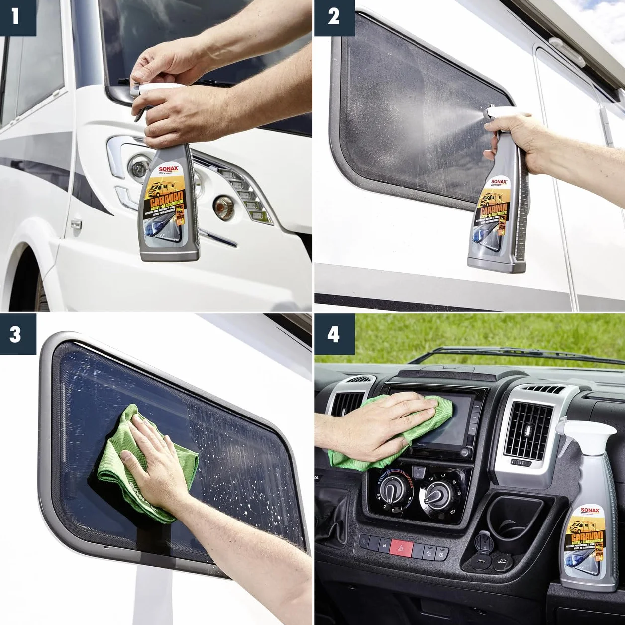 SONAX Limpiador acrílico y cristal Caravan (750 ml) suave limpieza sin rayas para cristal, ventanas de acrílico y pantallas táctiles | Número de referencia 07384000