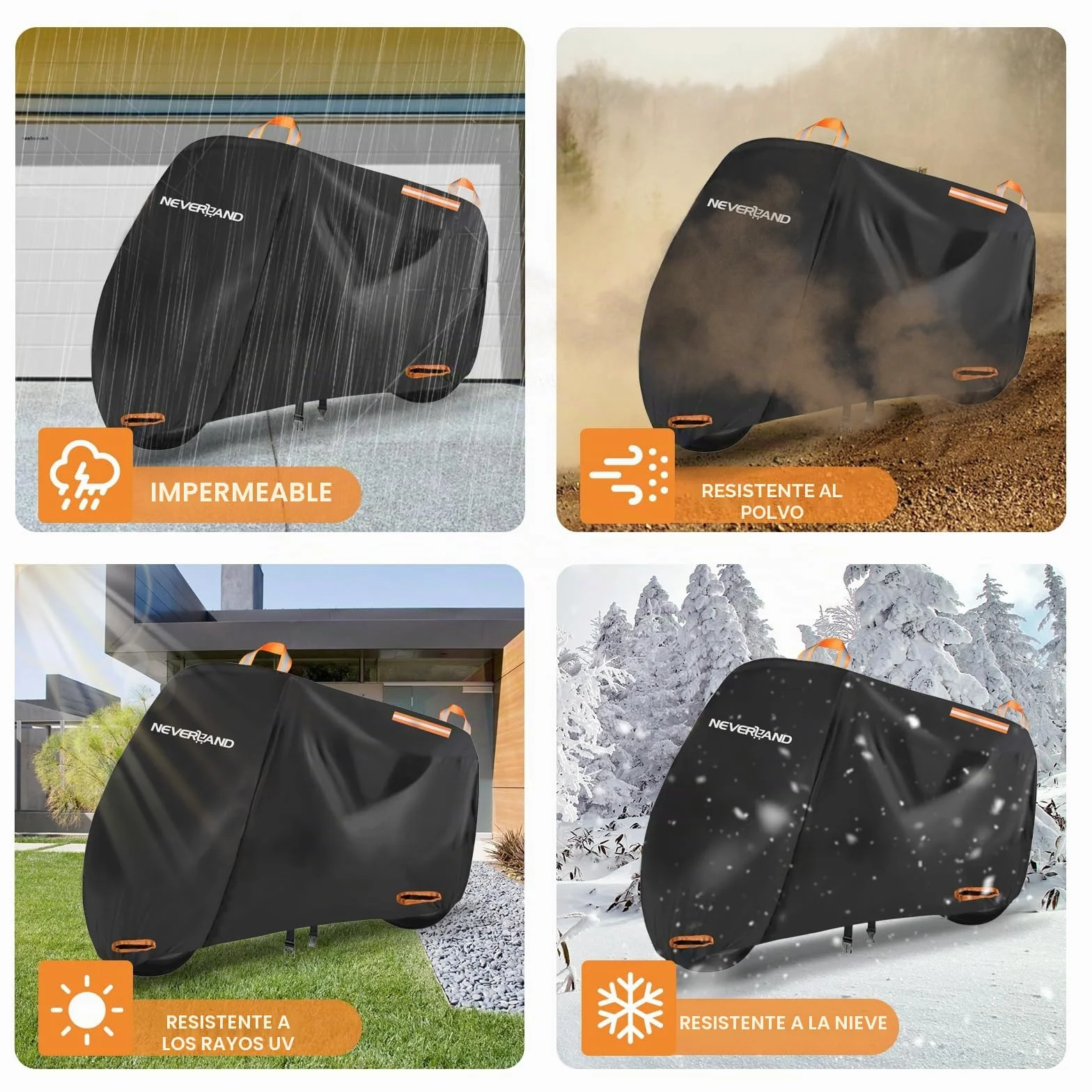 NEVERLAND Funda Moto Impermeable para Motocicleta, Funda para Motos Exterior Impermeable 295 x 110 x 140 cm Tejido Oxford 210D Cubre Moto Exterior Interior, Cubierta para Motocicleta Scooter(XXXL)