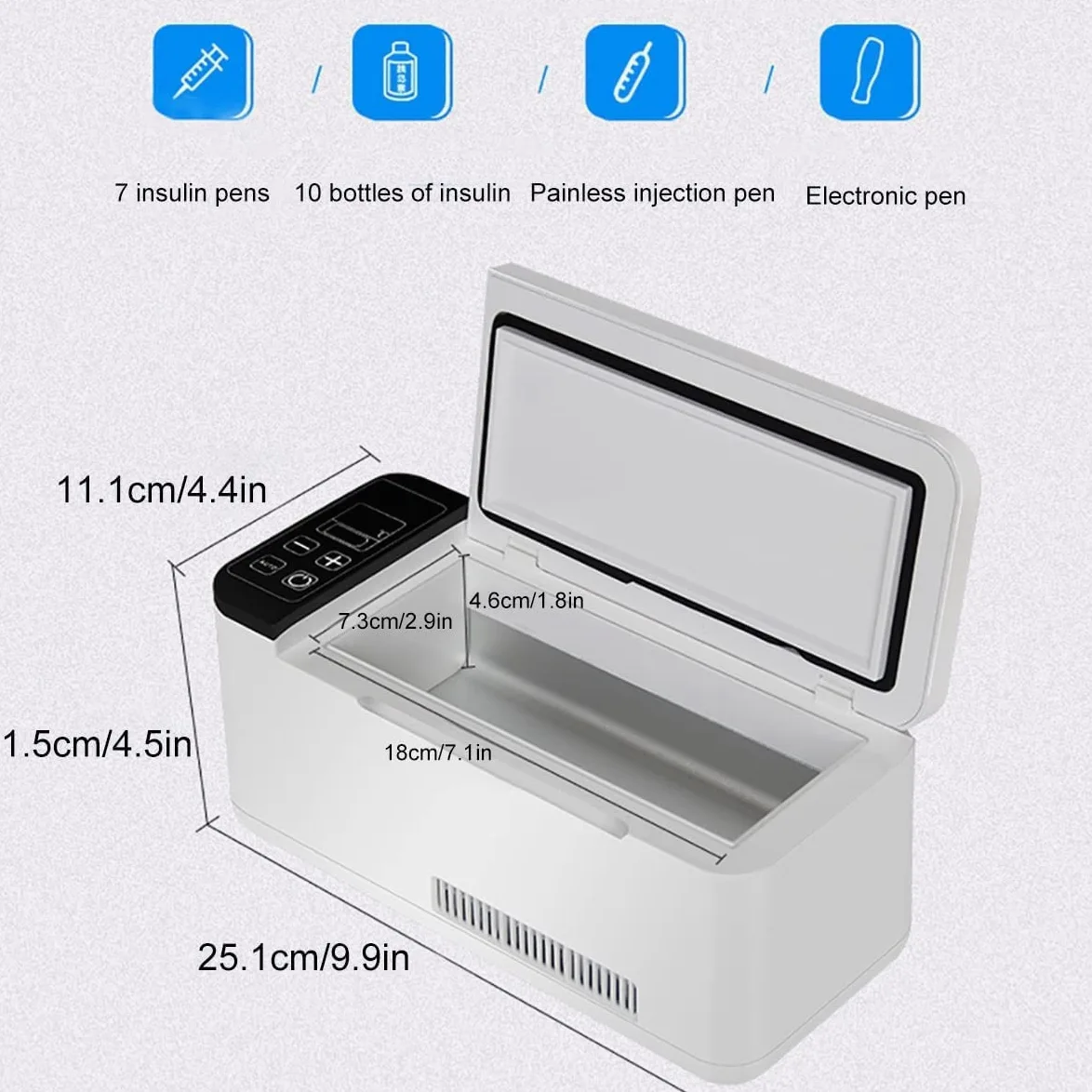 Bolsa portátil de transporte de insulina, enfriador médico para diabetes, insulina, gotas para los ojos, hormonas de crecimiento inyectables, mini caja refrigerada de insulina para personas con d