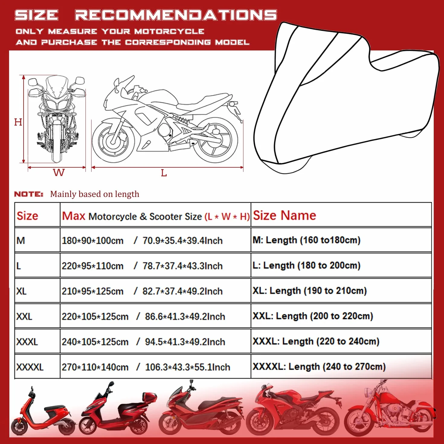 Funda Moto Interior Cubierta Motocicleta Elastica Stretch Suave para Motocicleta Ciclomotor Motocross Scooter Vespa, XXL: Longitud del Vehículo (200 a 221cm)