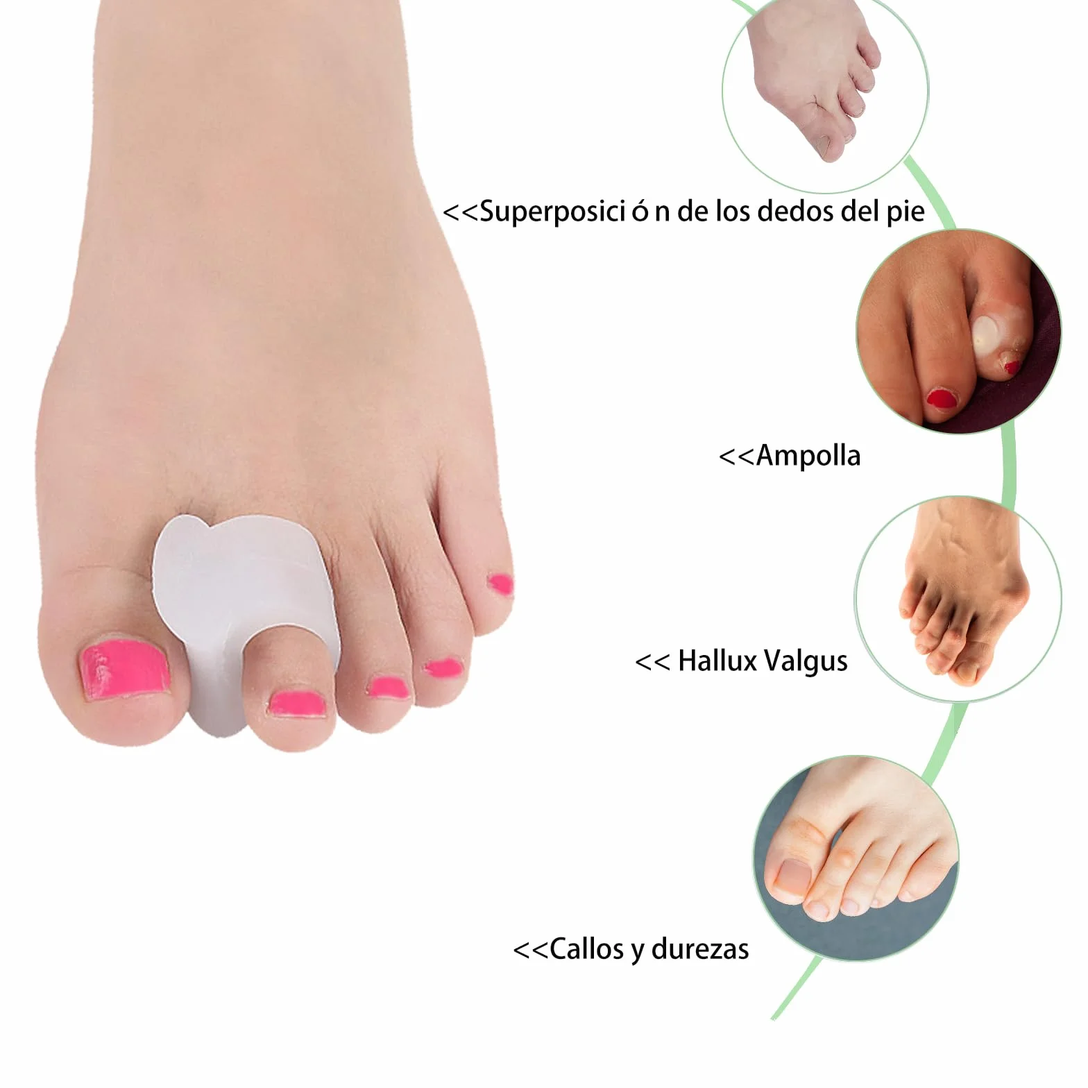 Separadores de dedos de gel 12 unidades corrector juanetes martillo dedos superpuestos