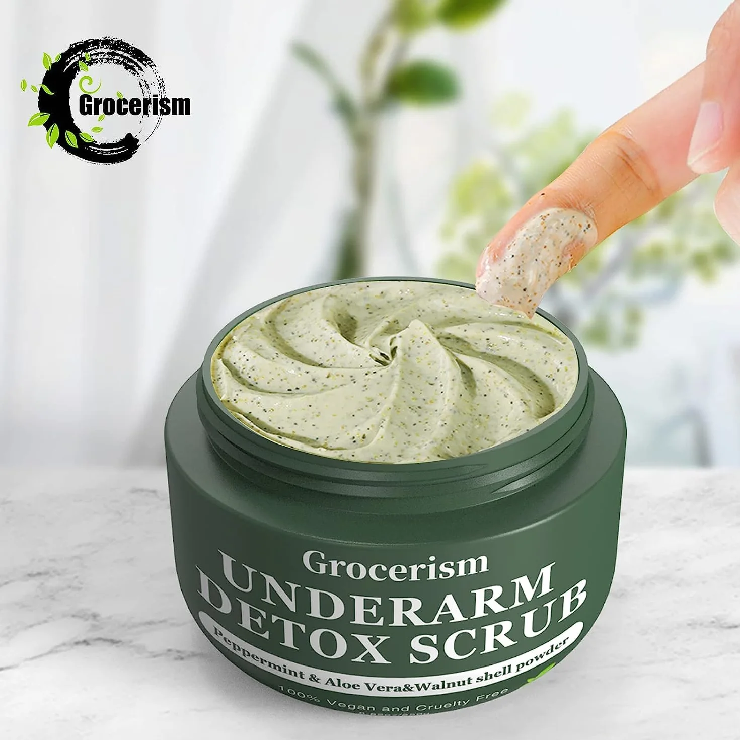 Desintoxicación de axilas y exfoliante corporal 8.82 oz con menta y aloe vera para eliminar olores y tonificar piel
