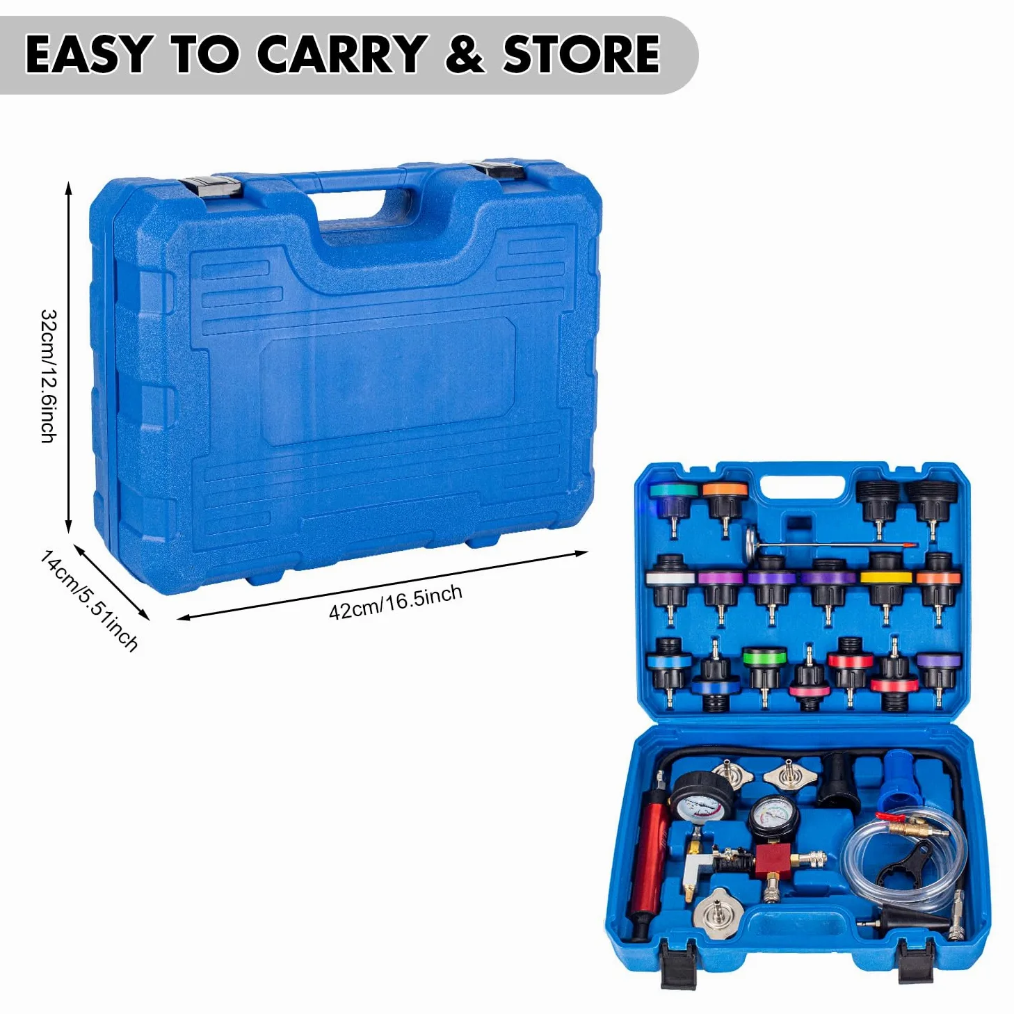 28PCS Radiador Probador de Presión Probador de Sistema de Enfriamiento | Depósito Universal de Agua Detector de Fugas Kit