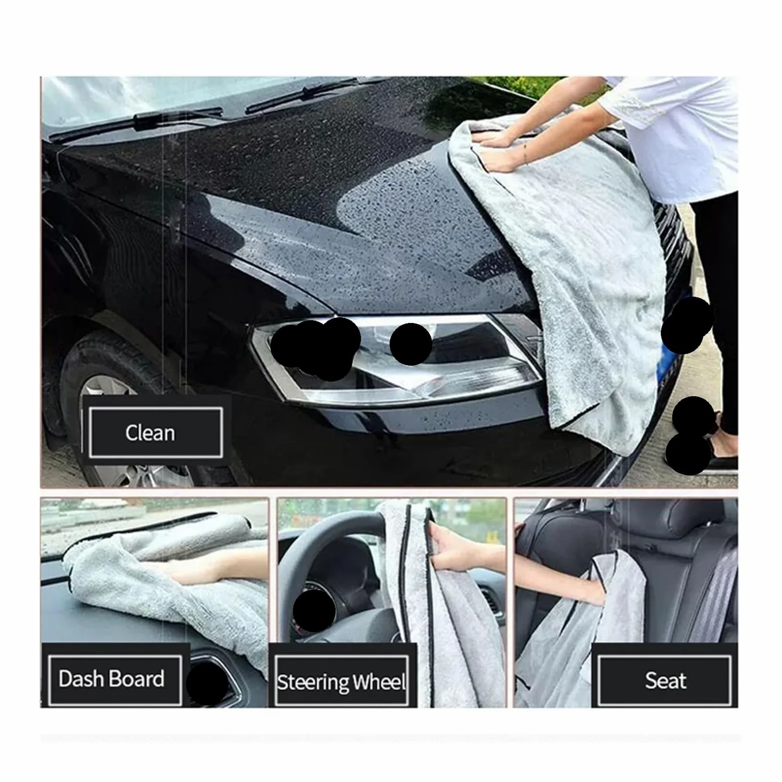 Toalla de Microfibra for Lavado Coches, 30 Unidades, Secado rápido, Limpieza automática, paño Extra Suave, Alta absorción Agua, Accesorio para VehíCulos Coches(100x40cm)