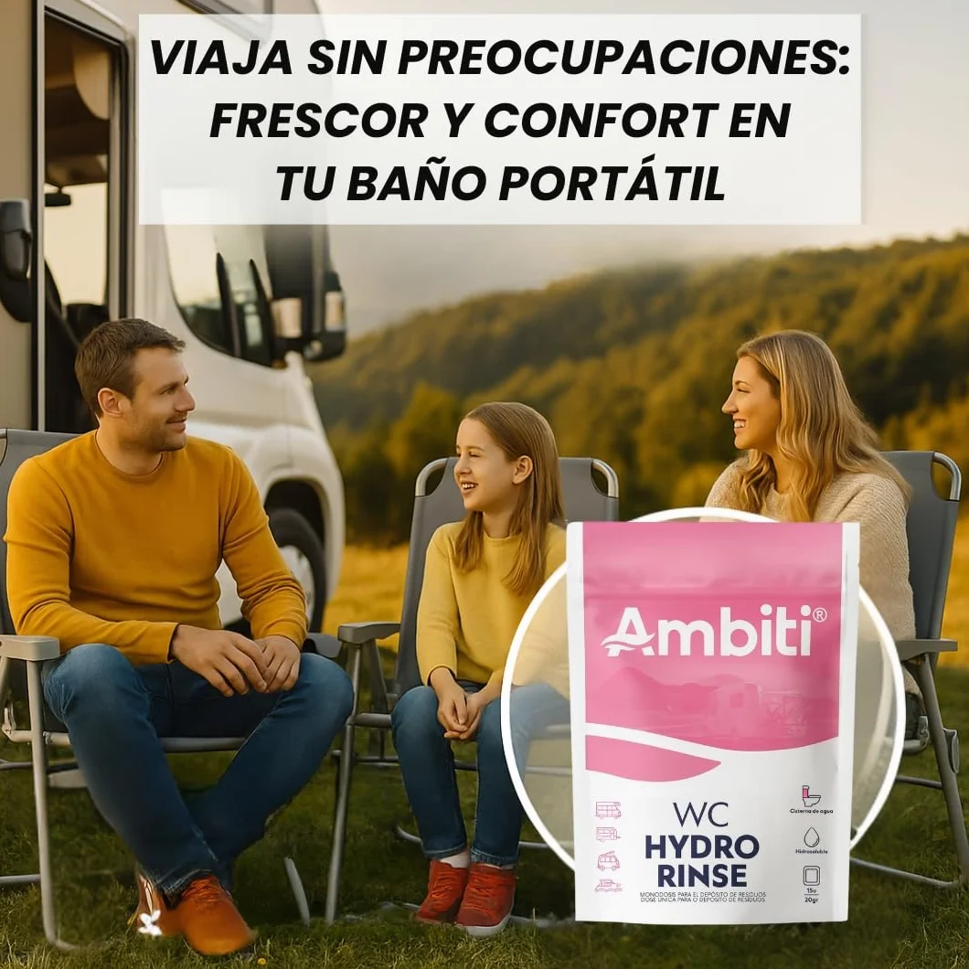 Ambiti | WC Rinse | Monodosis Hidrosolubles para Cisterna de Inodoros Portátiles y Cassettes |Desinfecta y Perfuma en Cada Descarga |Camper,Autocaravana,Caravana y Barco |Piña Colada |15 Ud