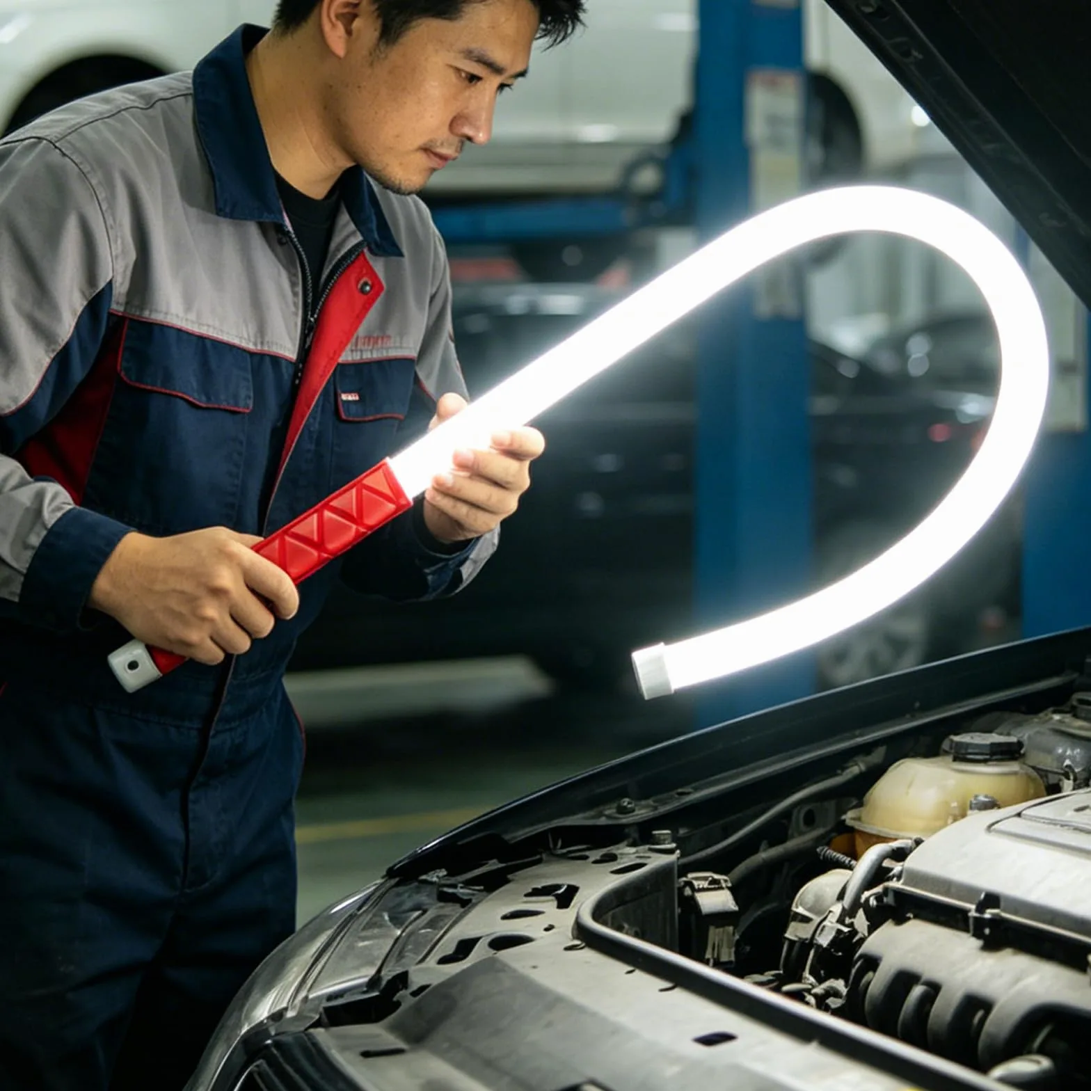 Luz de trabajo LED flexible recargable por USB tipo C, lámpara de mano flexible de 1 metro para iluminación de reparación, inspección cercana y espacios reducidos, lámpara de inspección flexible de