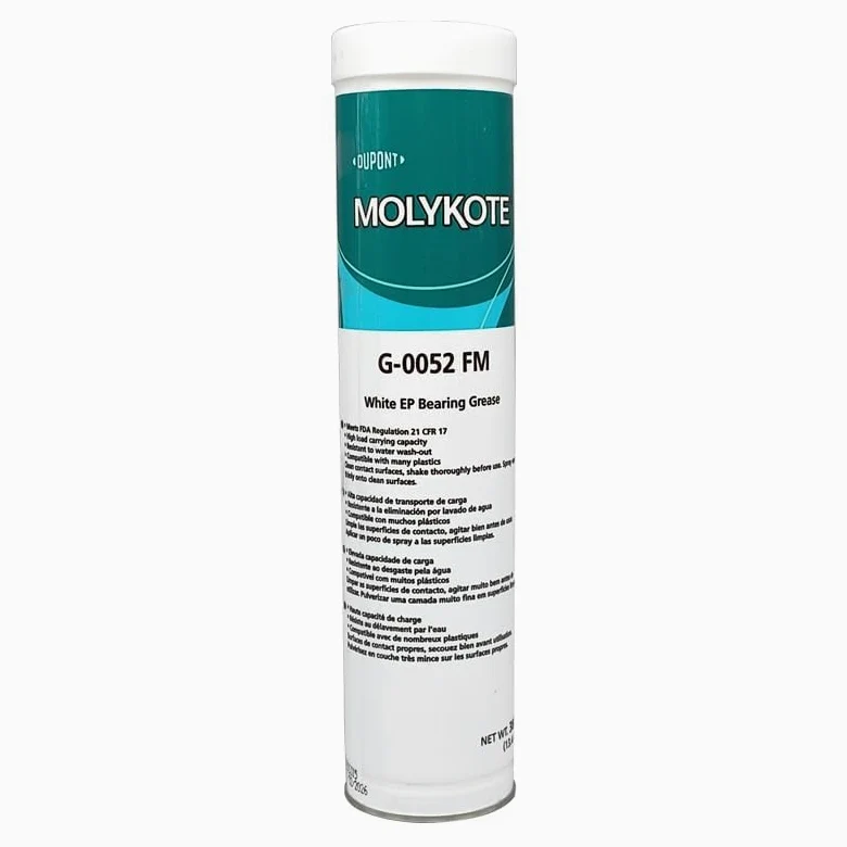 Molykote G-0052 FM White EP Grasa para rodamientos, 380 g, grasa multiusos para contacto con alimentos ocasional, lubricante mecánico para rodamientos, cadenas, engranajes, seguro para alimentos, alta