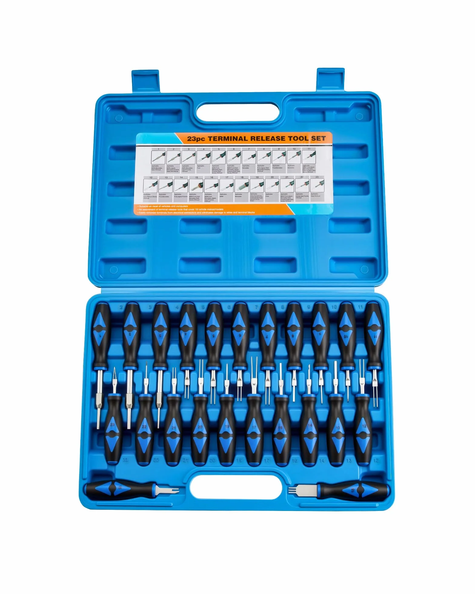 Kit extracción terminales 23 piezas para quitar conectores mazo cables vehículo extractor universal coche