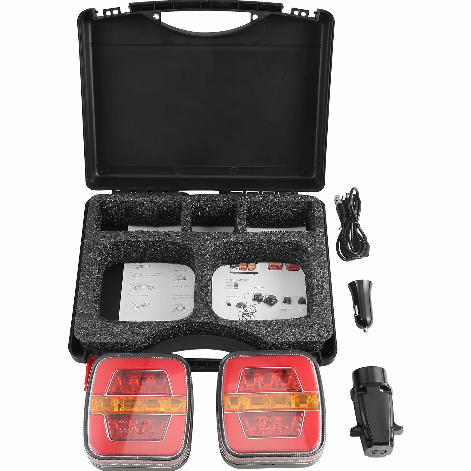 D-TECH Juego de Luces LED Inalámbricas Magnéticas para Remolque - Pilotos Traseros Homologados, Bluetooth, LED