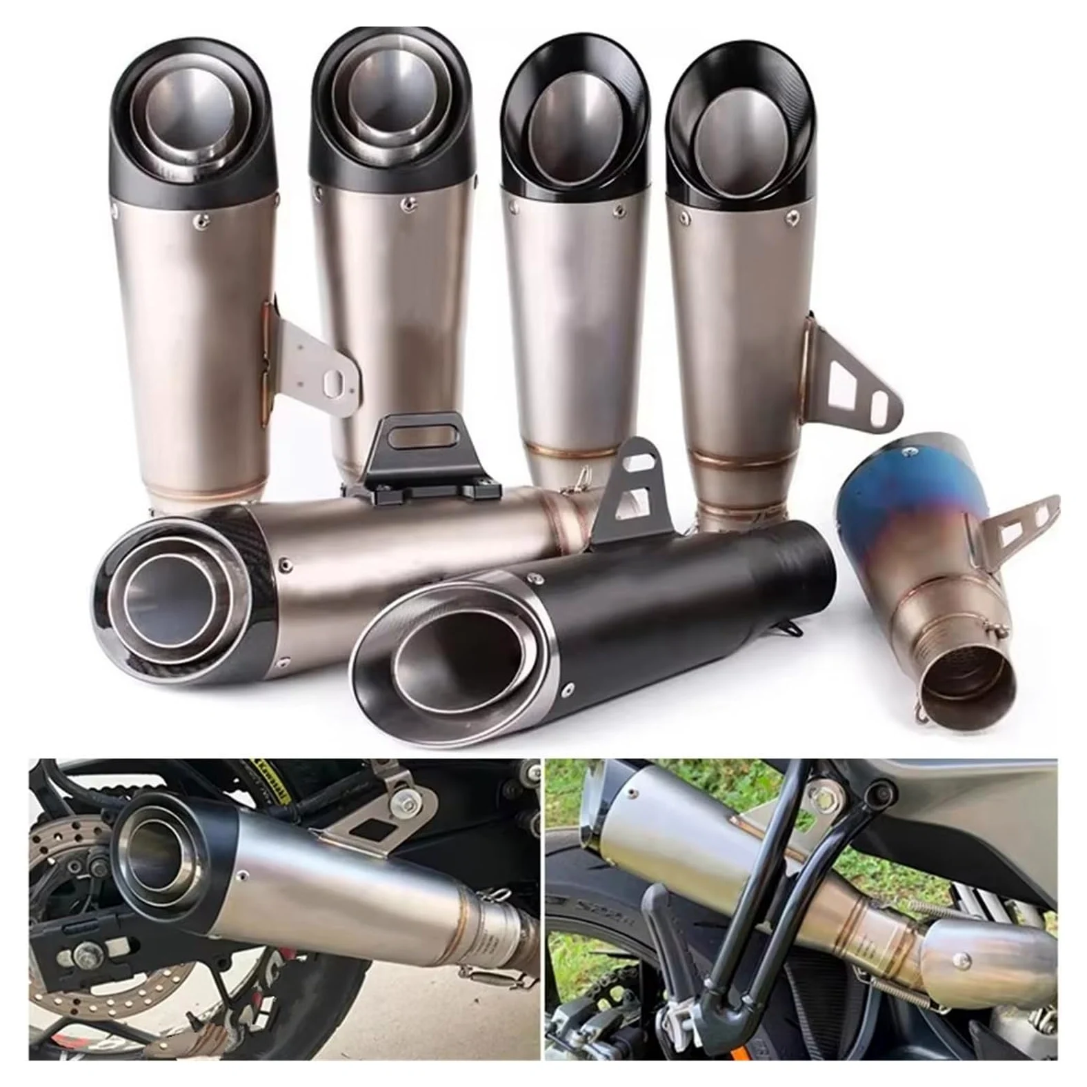 silencioso escape moto Para Kawasaki Para Ninja Para Z900 Para CB650R | Para R3 51mm silenciador de Escape para motocicleta tubo de Escape 335mm de longitud(B 51mm)