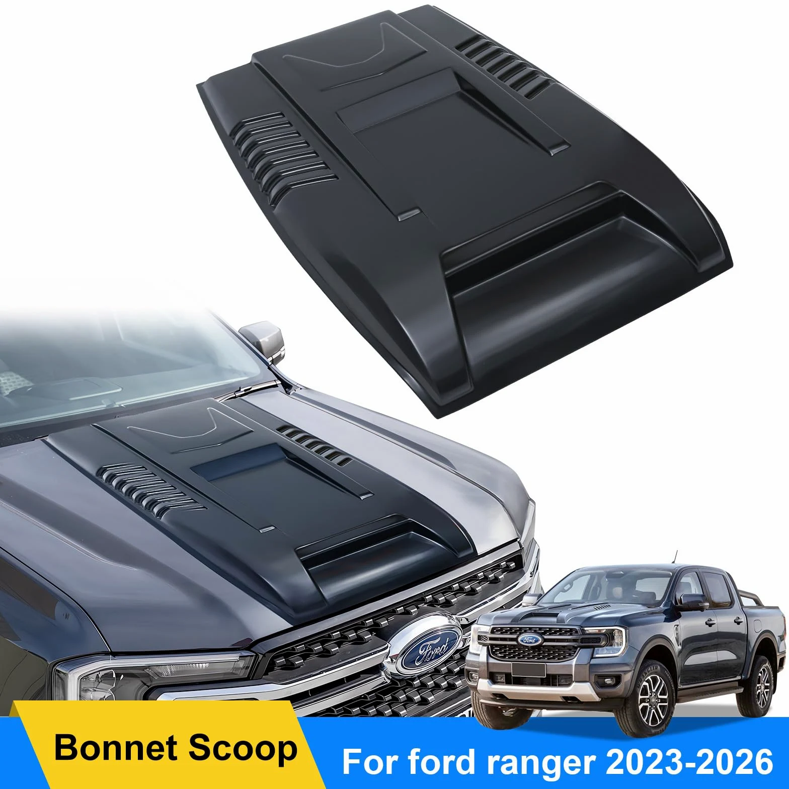 Pala grande para capó Protector de capó para Ford Ranger 2023-2024-2025 Wildtrak Limited XL XLT Tremor Platinum T9 ABS Paneles de capó