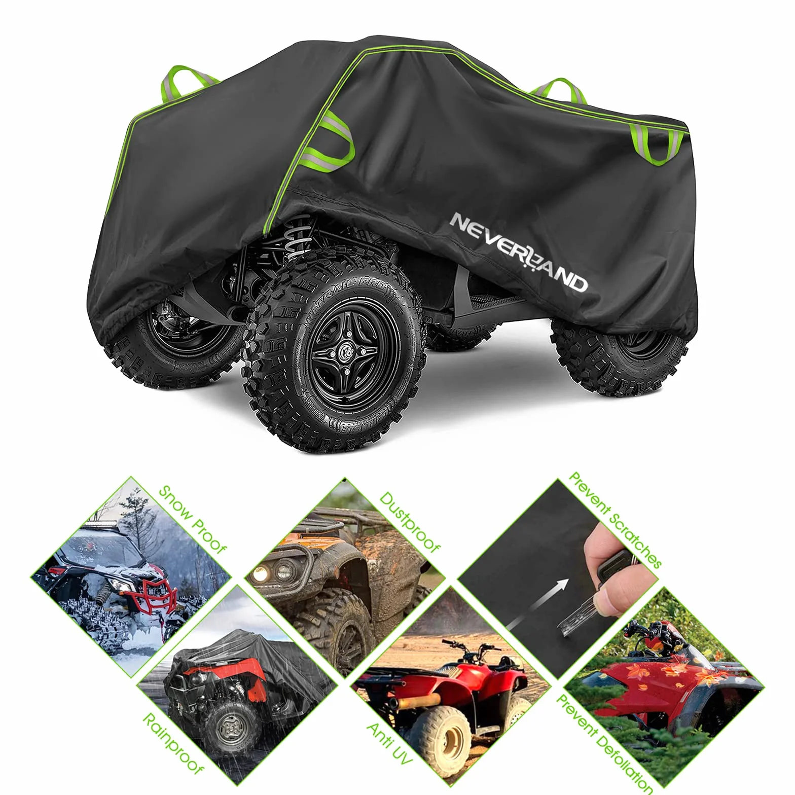 Neverland Funda Quad,210x120x115cm Impermeable Cubierta para ATV Cover Exterior con Tafetán de Poliéster Agujeros para la Cerraduracubre para Quad Protección contra la Lluvia Nieve Polvo Granizo Sol