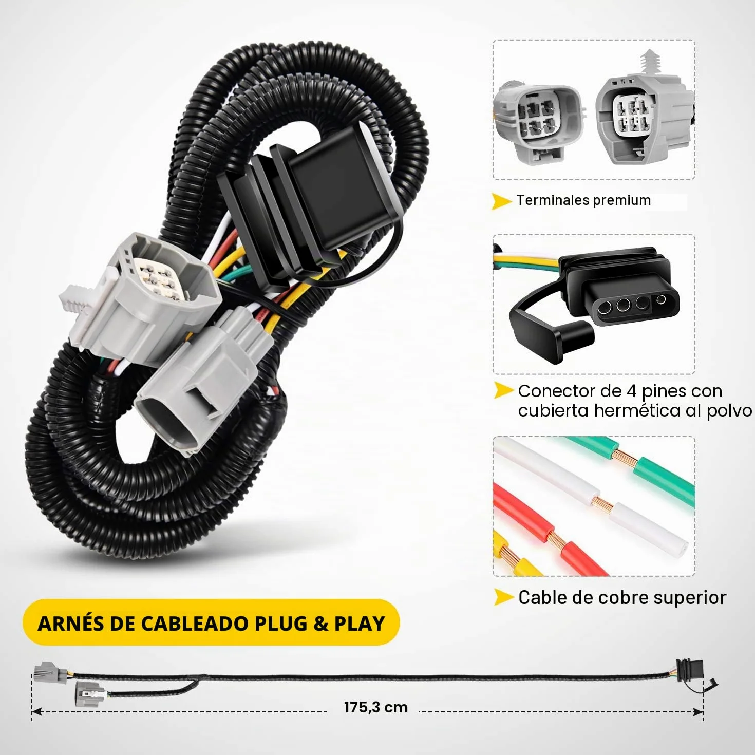 Nilight JK61A Kit de Receptor de Enganche para Remolque de Parachoques Trasero de 2 Pulgadas, Compatible con Jeep Wrangler JK 20072018 de 4 Puertas y 2 Puertas ilimitadas, con arnés de cableado de