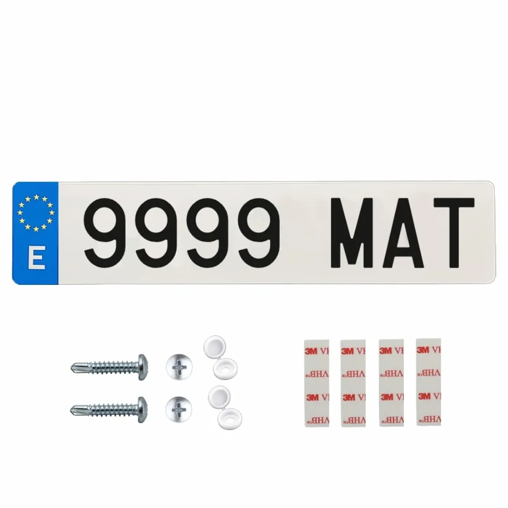 Matrícula Acrílica Homologada 52x11 CM | Matrícula de Coche Universal Europea | Material Resistente y Elegante | Fácil y Rápida Instalación (Pack 2 Unidades)