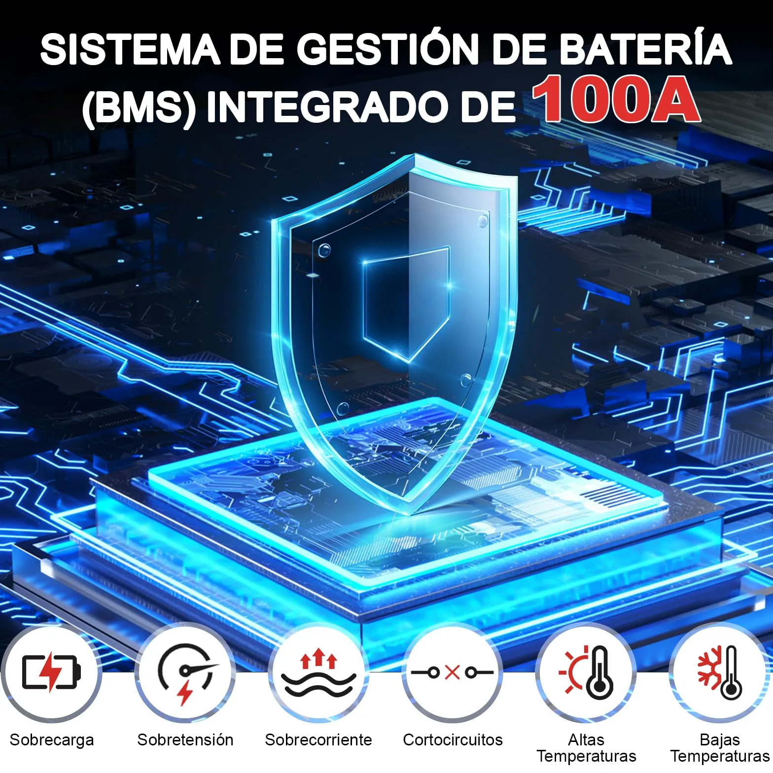 Bateria de Litio LiFePO4 12V 150Ah (1,92 kWh) para Caravana, | Protección 100A BMS, 15000 Ciclos Bateria LiFePO4 12V para Sistemas Placas Solares, Acampar, Emergencia Corte de Luz