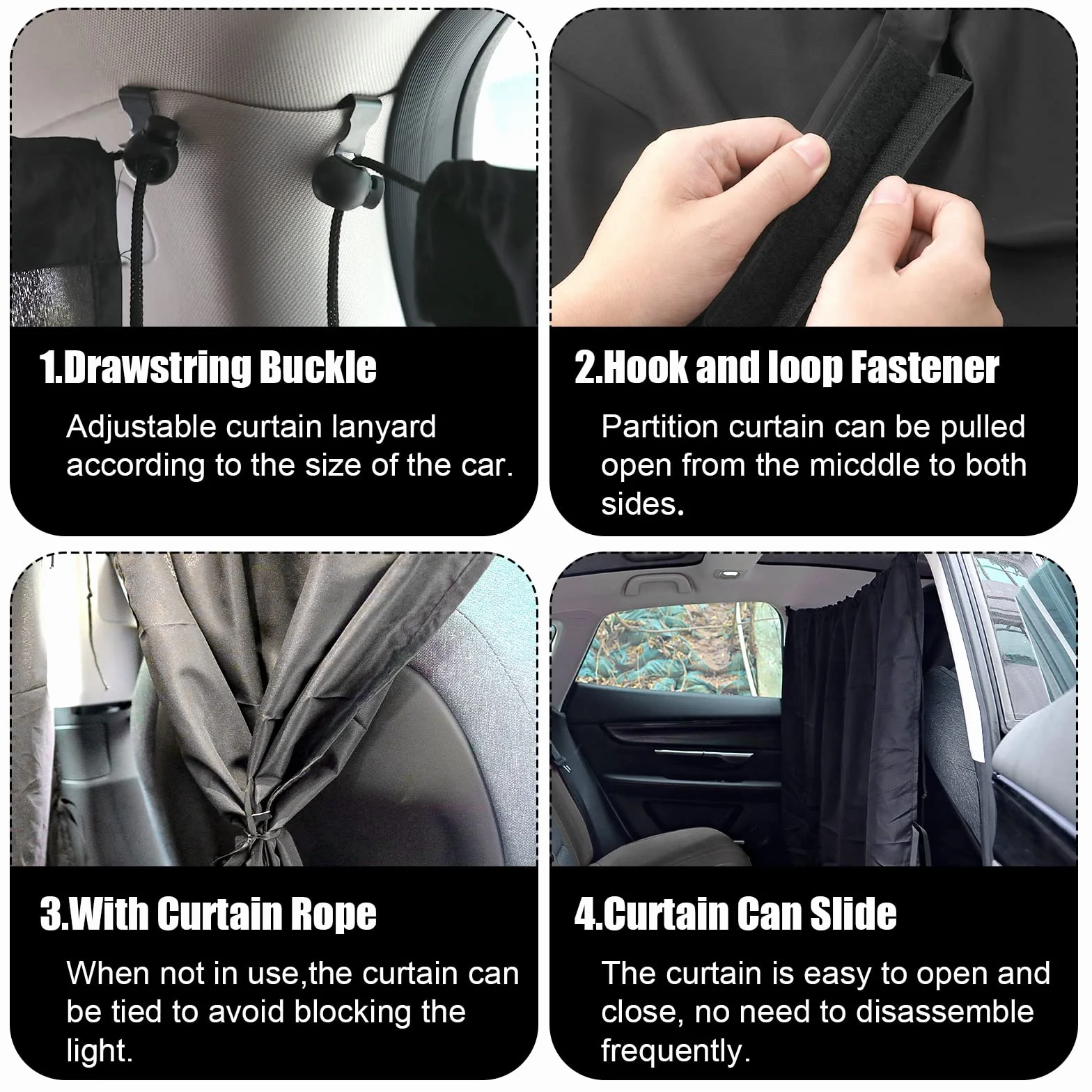 SAVITA 3 Uds Cortina para Auto, 1 Juego de Cortinas de Privacidad Parasol con 1 Asiento Trasero y 2 Laterales Cortina Divisoria para Ventanas Cortinas de Privacidad para Autos para Acampar Viajar