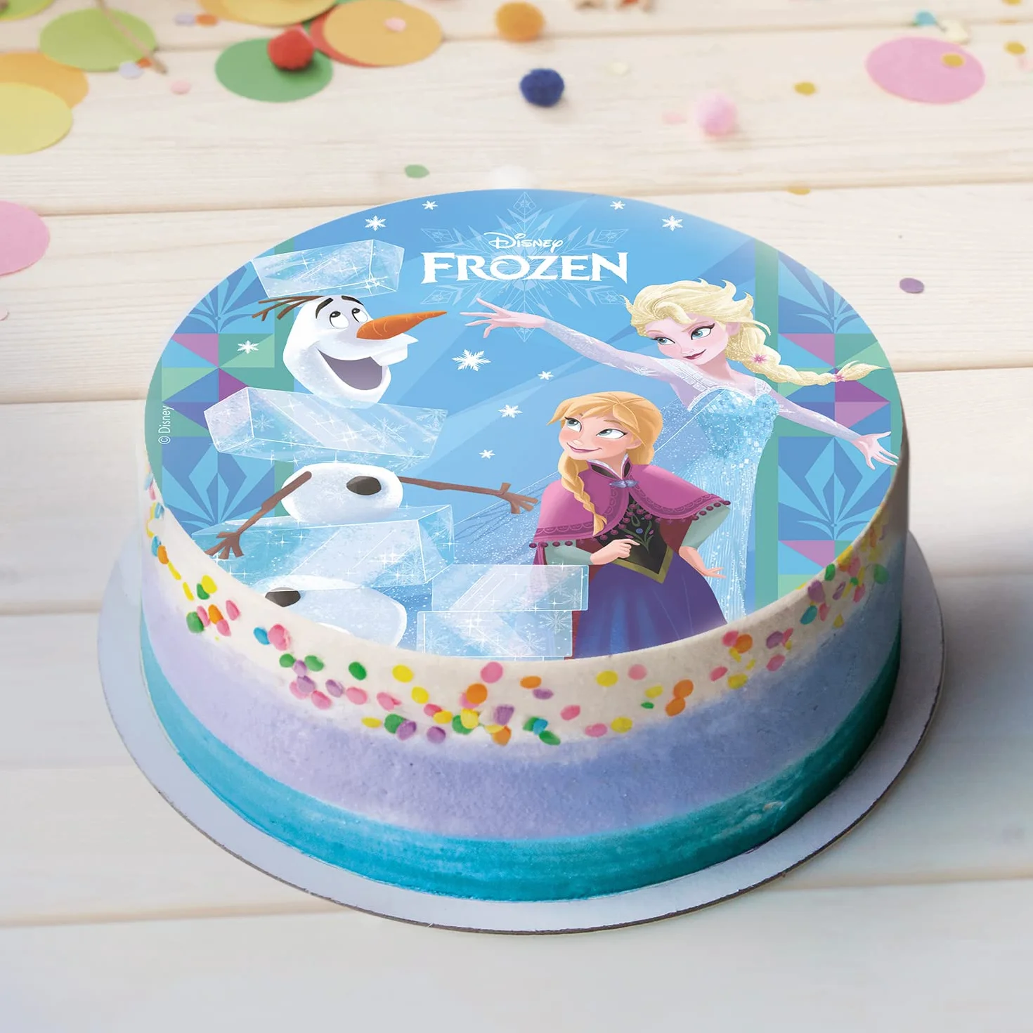 Disney Frozen Elsa Ana Olaf Oblea Comestible Para Tarta Redonda 20cm