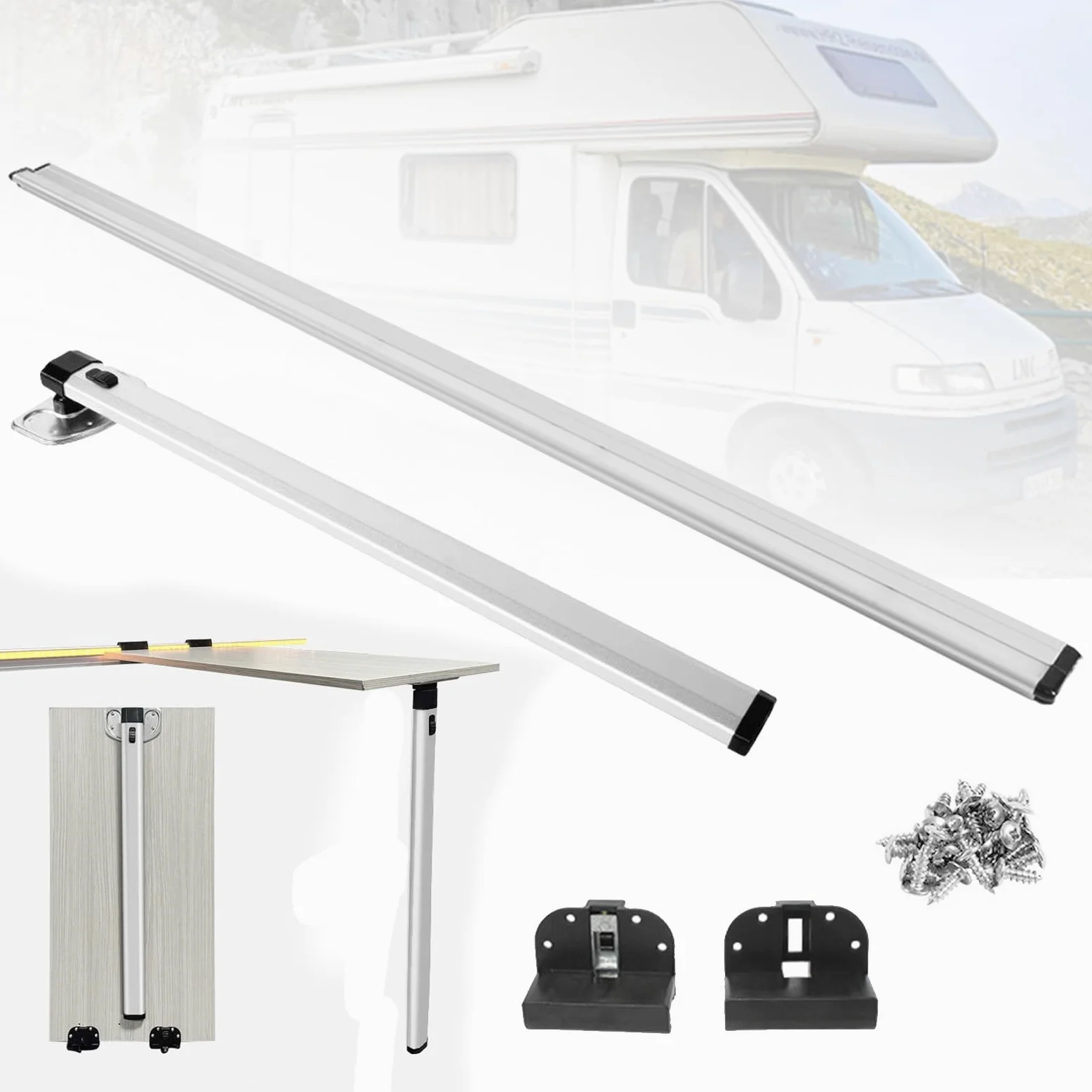 Pata De Mesa Extraíble Y Riel Deslizante para Yate De Autocaravana, Patas Plegables De 73 cm/28 Pulgadas, Rieles Guía De 100 cm/38 Pulgadas, Soporte De Base De Mesa para Autocaravana