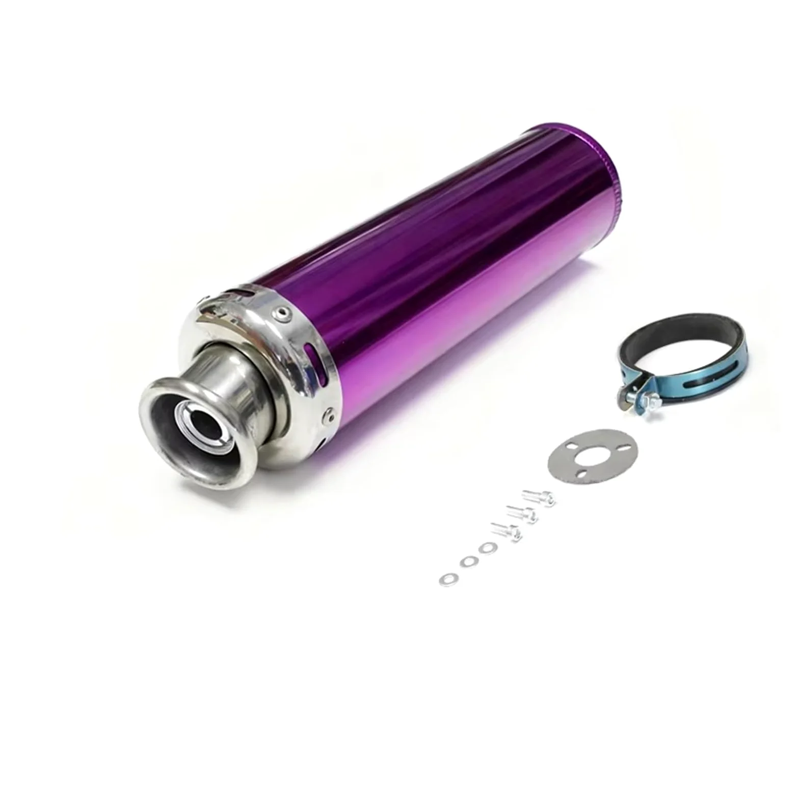 silencioso escape moto Para 50cc 240cc Para Cg125 silenciador escape | Para tubo de escape de 2 tiempos 88x300 Silenciador carreras motocicleta metal universal largo seis colores(Púrpura)