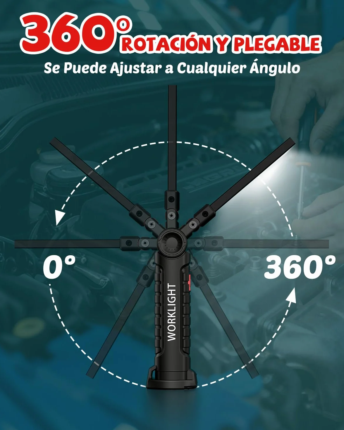 Coquimbo Regalo Hombre Linterna Taller LED Recargable, Linterna Portátil de Trabajo Lámpara de Inspección con Magnética Base y Gancho para Taller Cámping Emergencia(2 Piezas, Negro)