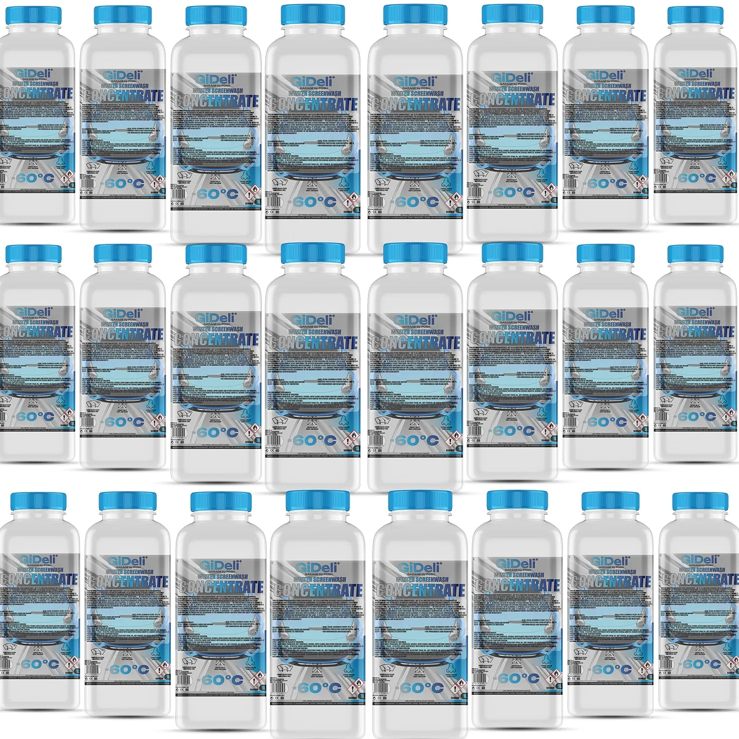 GiDeli Anticongelante concentrado para parabrisas (24 x 1 L, anticongelante de -60 °C, para protección contra heladas)