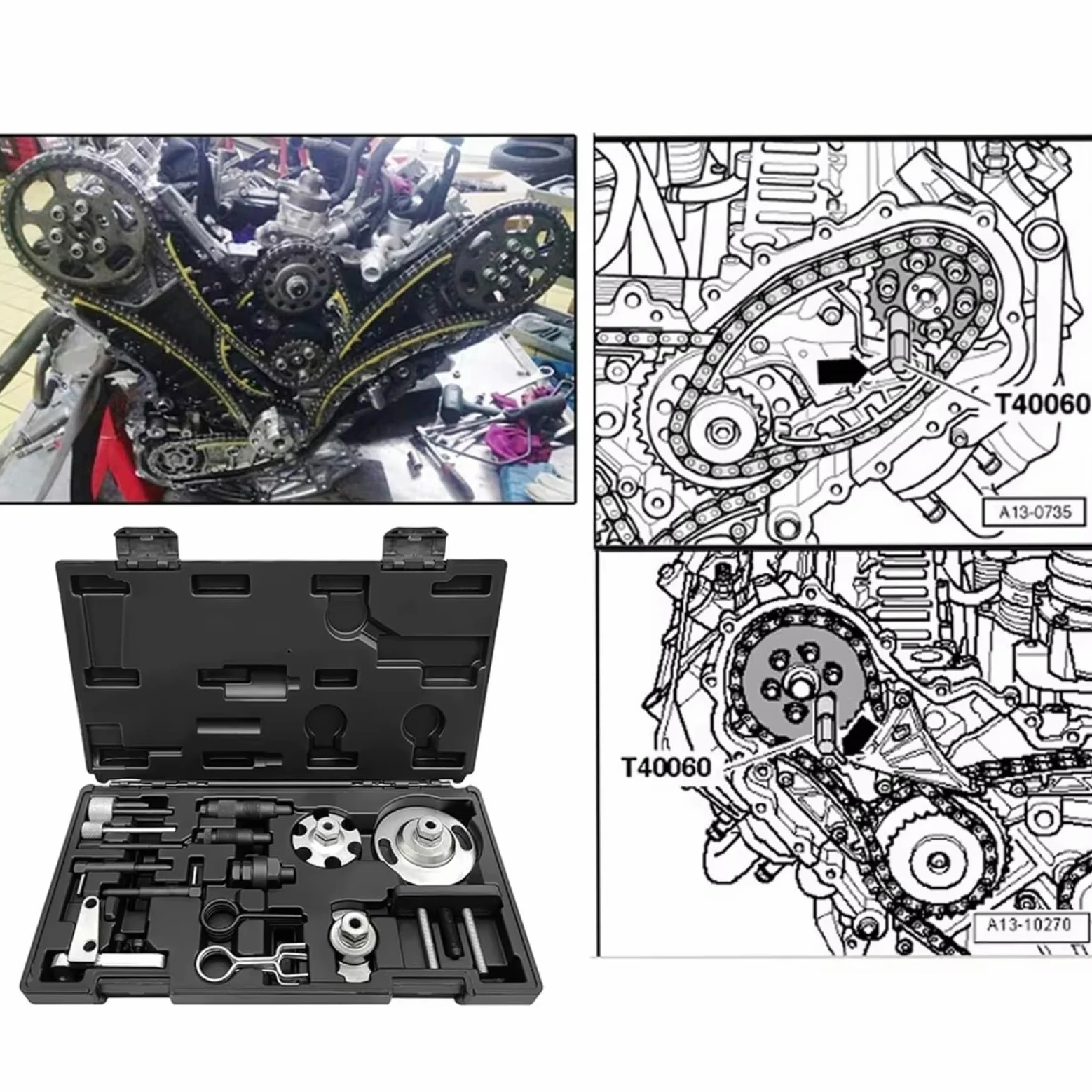 Herramienta Ajuste Motor Diésel Juego Herramientas Correa Distribución 2.7 3.0TDi V6 4.0 4.2Tdi V8 CRD Compatible Con A6 2004-2018 Para A6 Allroad 2006-2018 Herramienta Calado Motor
