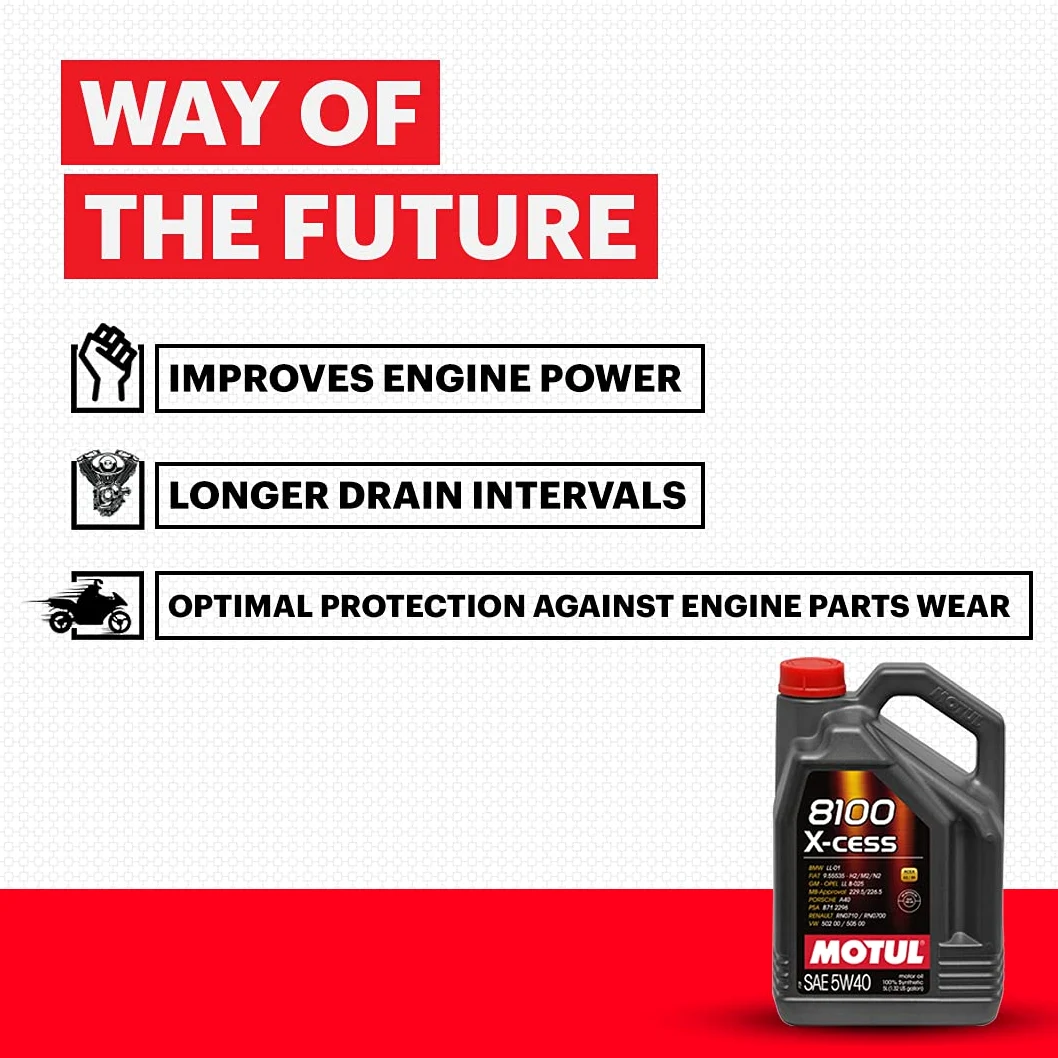 Motul 102870 - Aceite de motor 8100 X-cess (5W40, 5L)