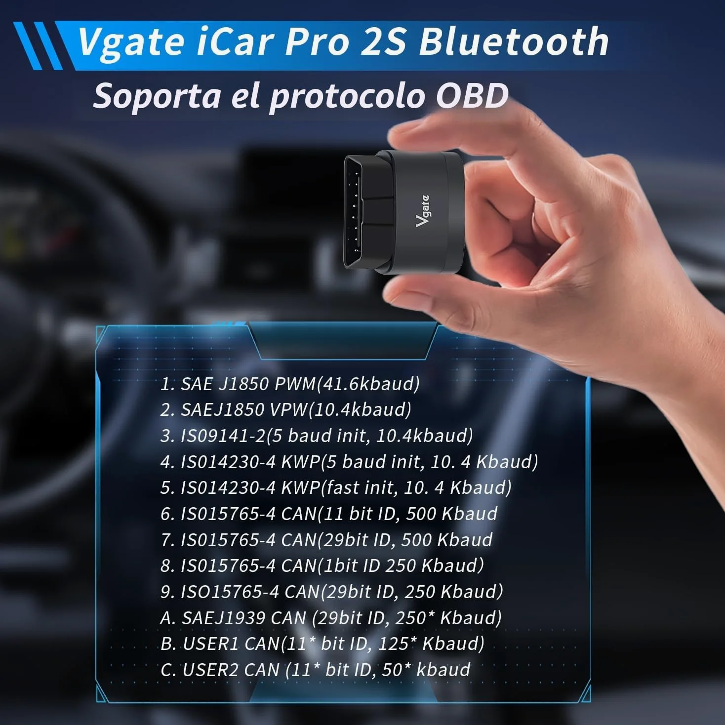 Vgate iCar Pro 2S Bluetooth Herramienta de diagnóstico OBD2 para iOS, Android y Windows Herramienta de escaneado para vehículos eléctricos e híbridos