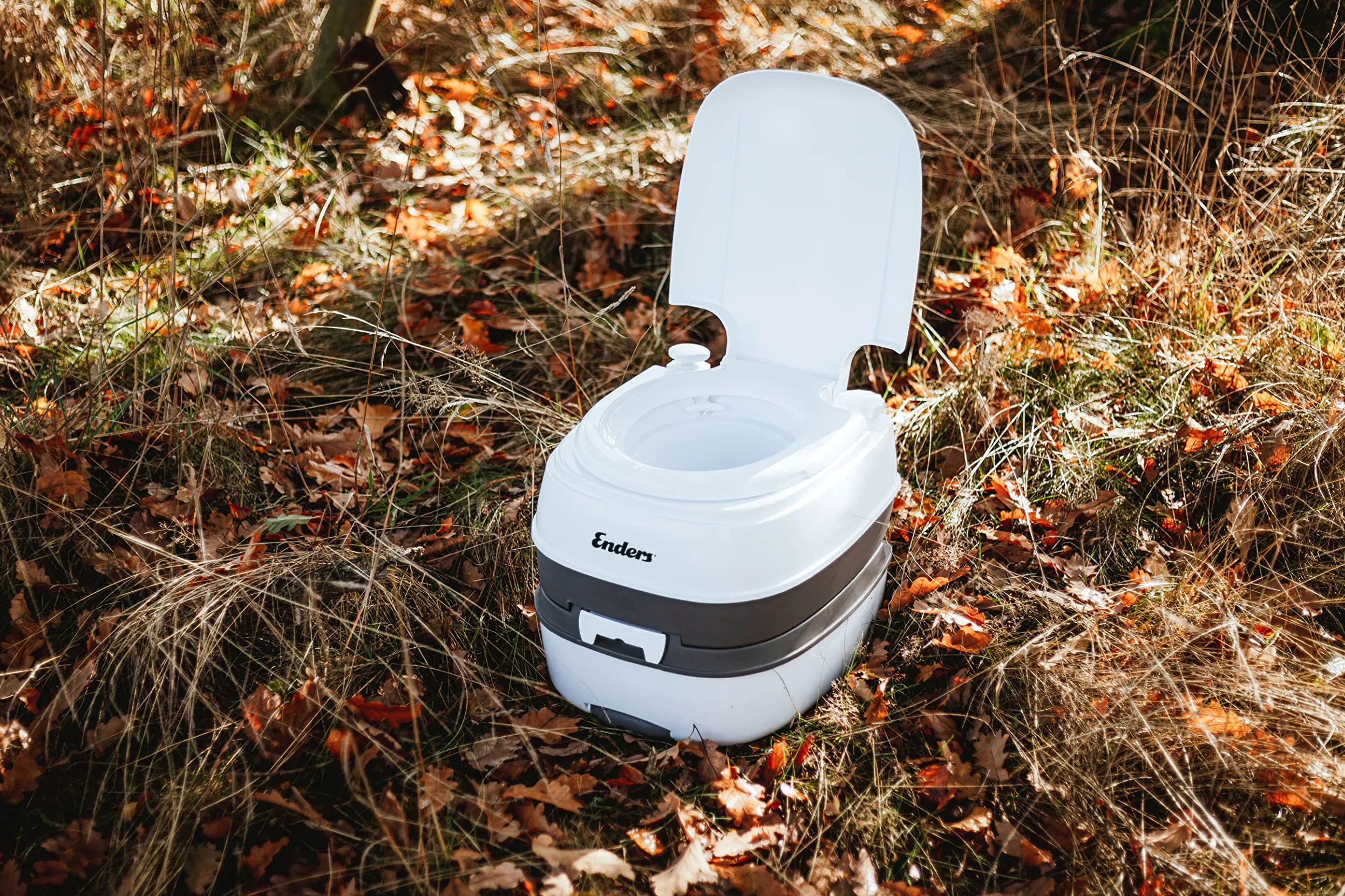 Enders Mobil Deluxe Aseo WC inodoro portátil para camping, Water quimico con altura de asiento confortable, indicador de nivel, caravana superficie lisa y agradable, 4950, Blanco