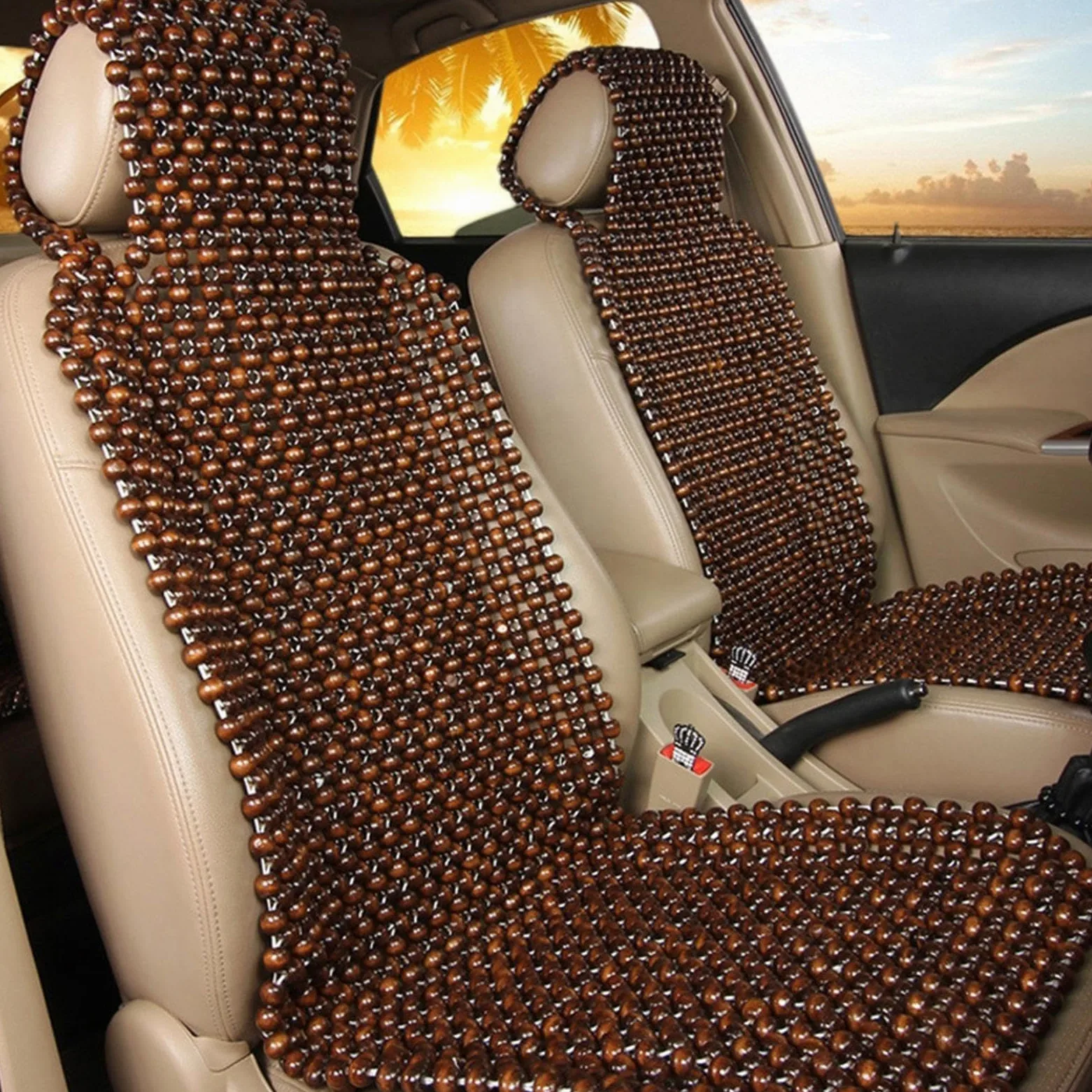 Cojín de asiento de perlas de madera, bolas de madera, masaje para asiento de coche, alfombrilla natural, 45 x 130 cm