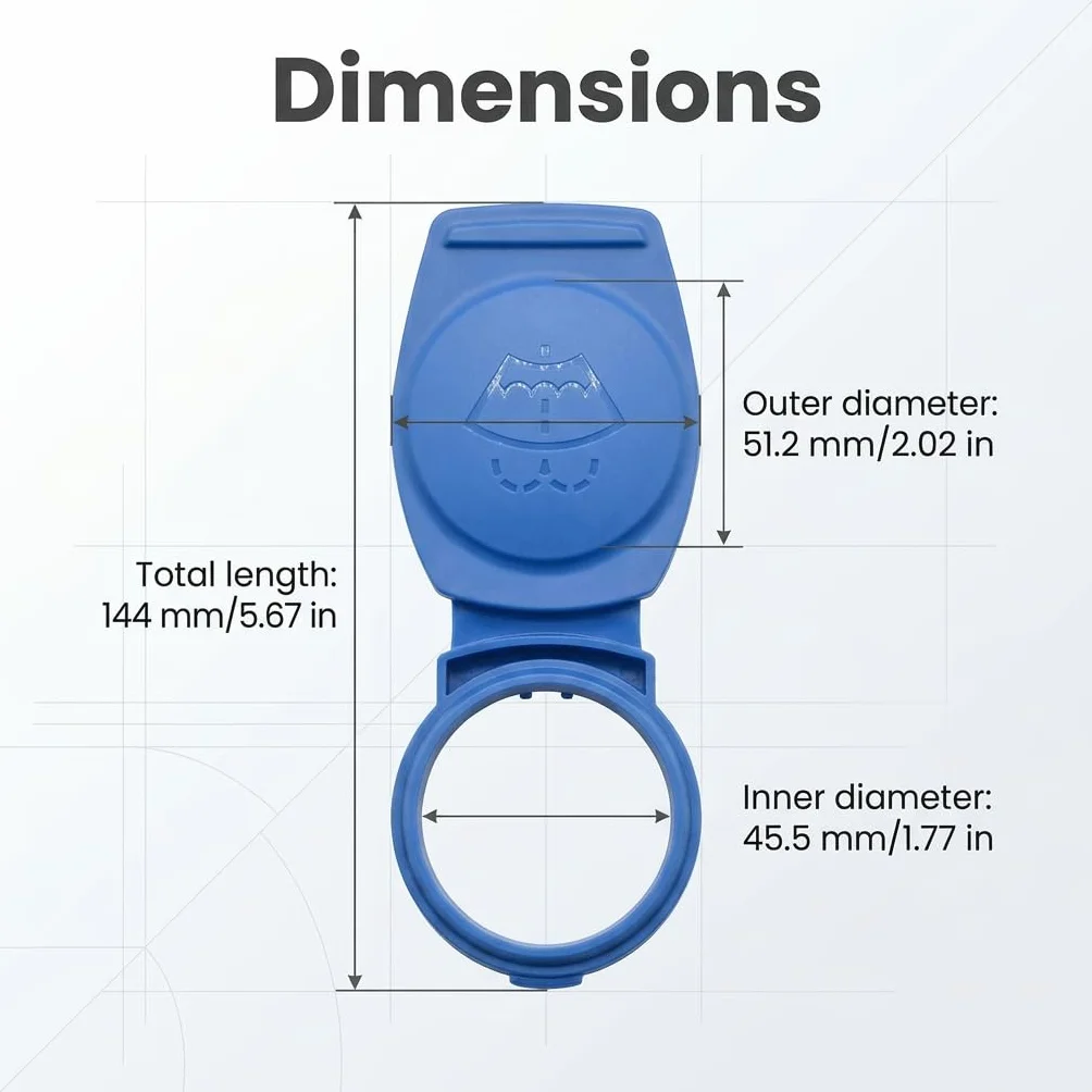 Tapa de repuesto para depósito de líquido limpiaparabrisas (paquete de 2), accesorio universal para la mayoría de los modelos de vehículos, duradera, a prueba de fugas, fácil montaje, color azul