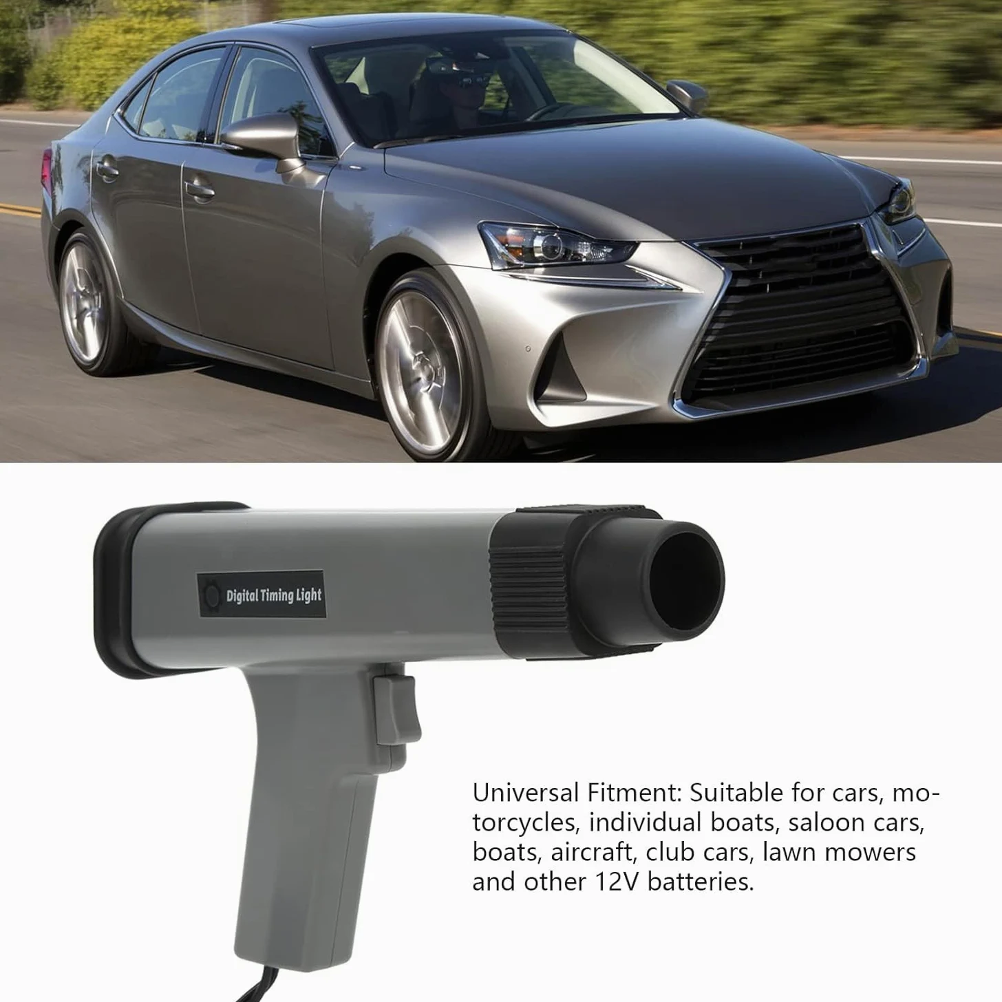 Aramox Luz de Sincronización de Motor Digital Luz de Sincronización Estroboscópica Inductiva 12V Luz de Sincronización de Encendido Pistola de Sincronización de Motor de Gasolina Inductiva Herramienta