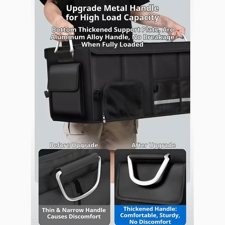 Organizador de Maletero de Coche para Fiat Grande Punto/Punto EVO/Punto MK3 Caja de Almacenamiento Plegable de Nylon Bolsa de Carga para Auto con Compartimento para Zapatos y Redes,Black