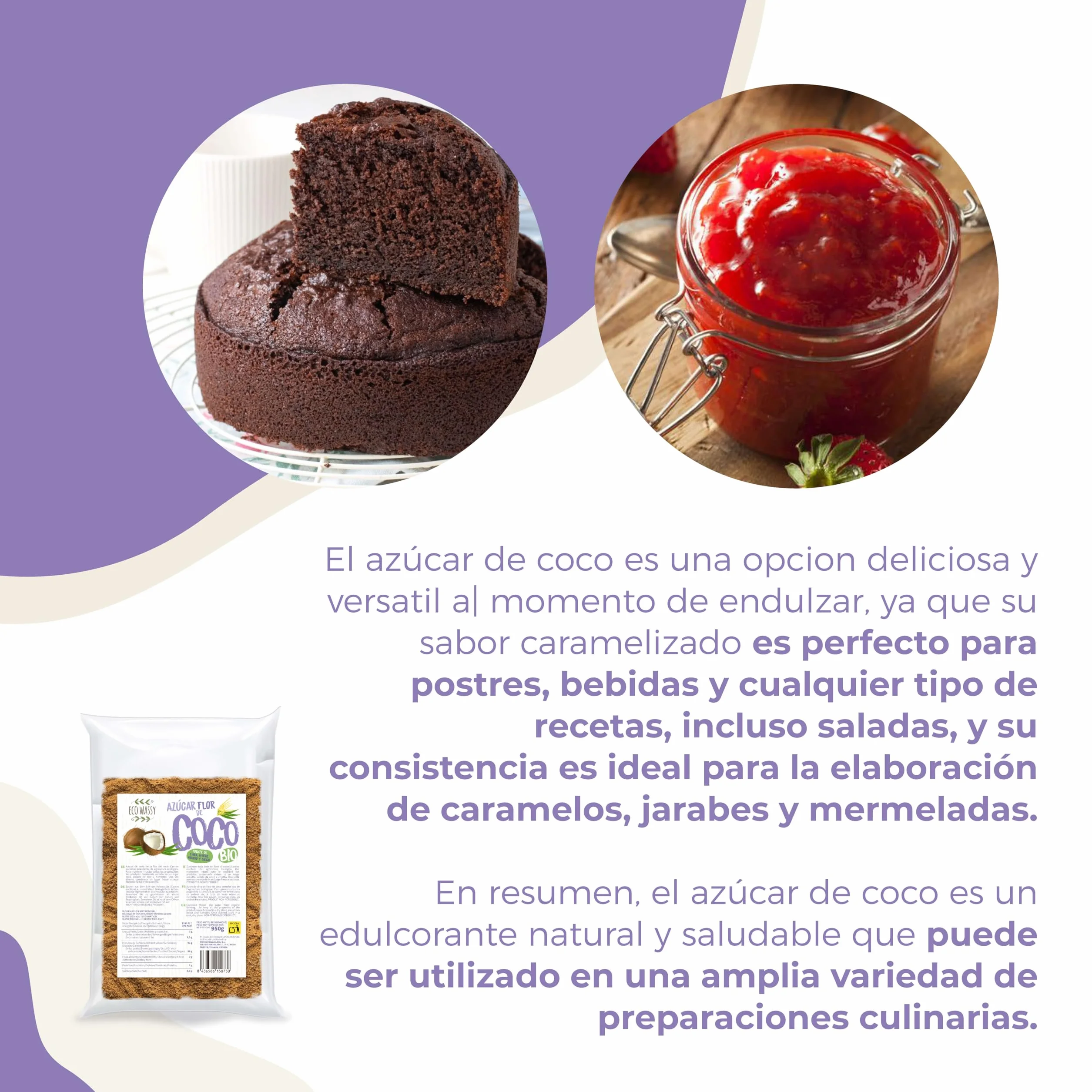 Azúcar De Flor de Coco Orgánico 950g Sin Gluten Bajo Índice Glucémico Vegano