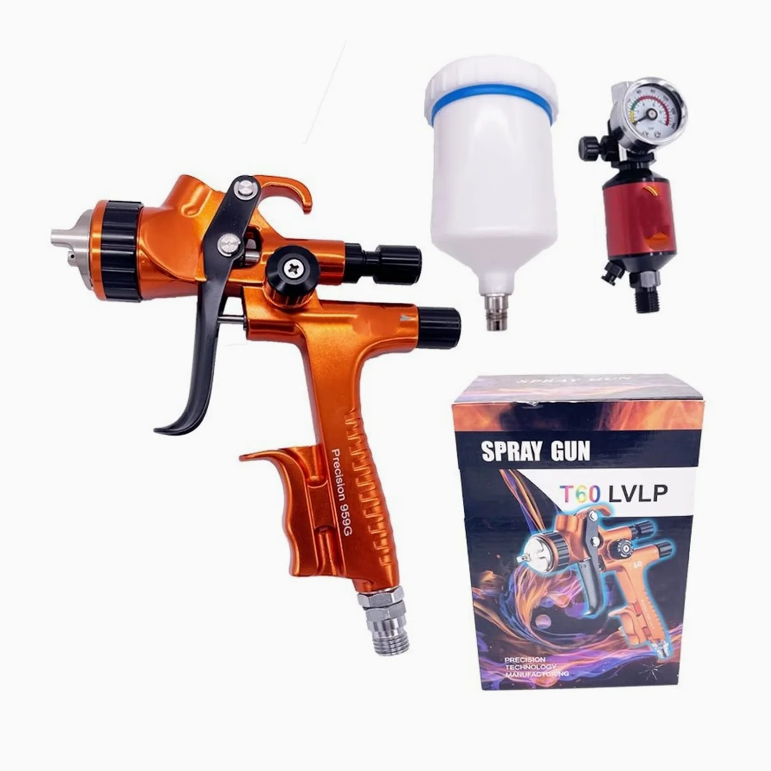 Boquilla Bomba de Engrase Pistolas de Pintura con Boquilla de 1,3 MM, Pistolas pulverizadoras industriales de Alta atomización con aerógrafo 959G Boquilla engrasadora(Mini 0.8MM)