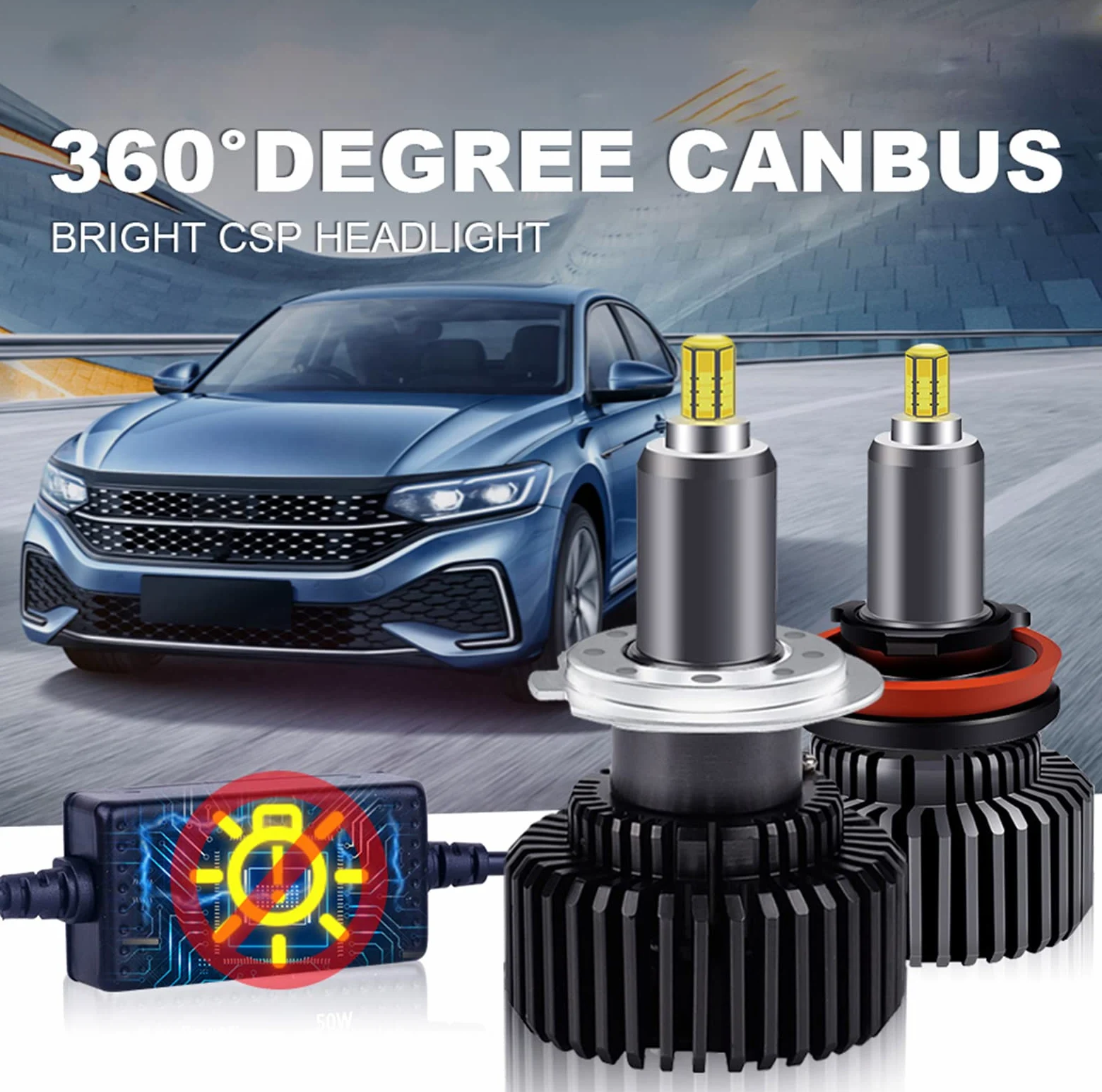 Bombillas LED Para Faros Delanteros, 360 Grados Ocho Lados Brillan 100W 30000 Lúmenes Kit De Conversión De Faros LED Superbrillantes 6000K Blanco Frío IP68 A Prueba De Agua, Paquete De 2,H7