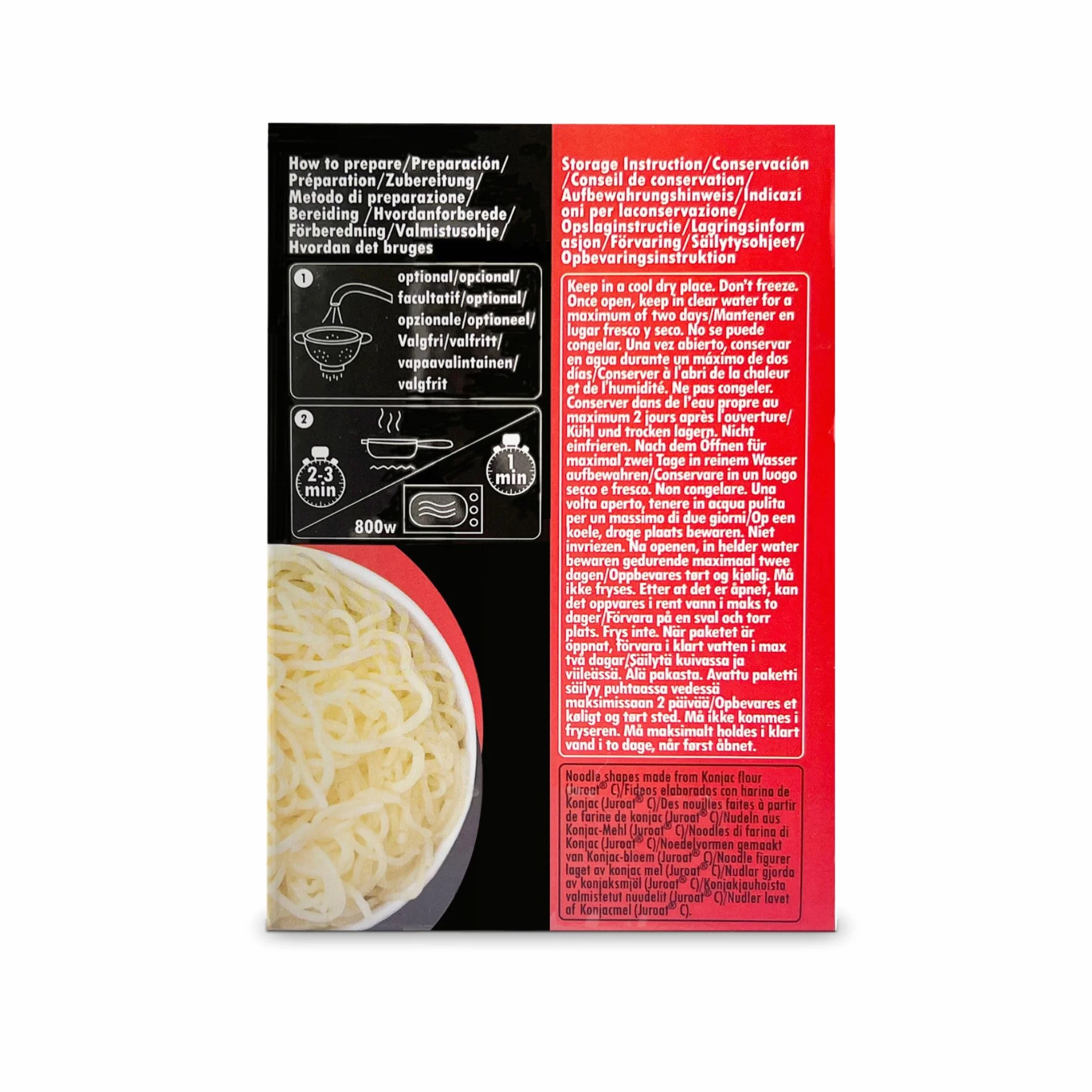 Noodles Shirataki Pasta Konjac 600 g 6 Raciones Bajo en Calorías Sin Azúcar Keto Low Carb