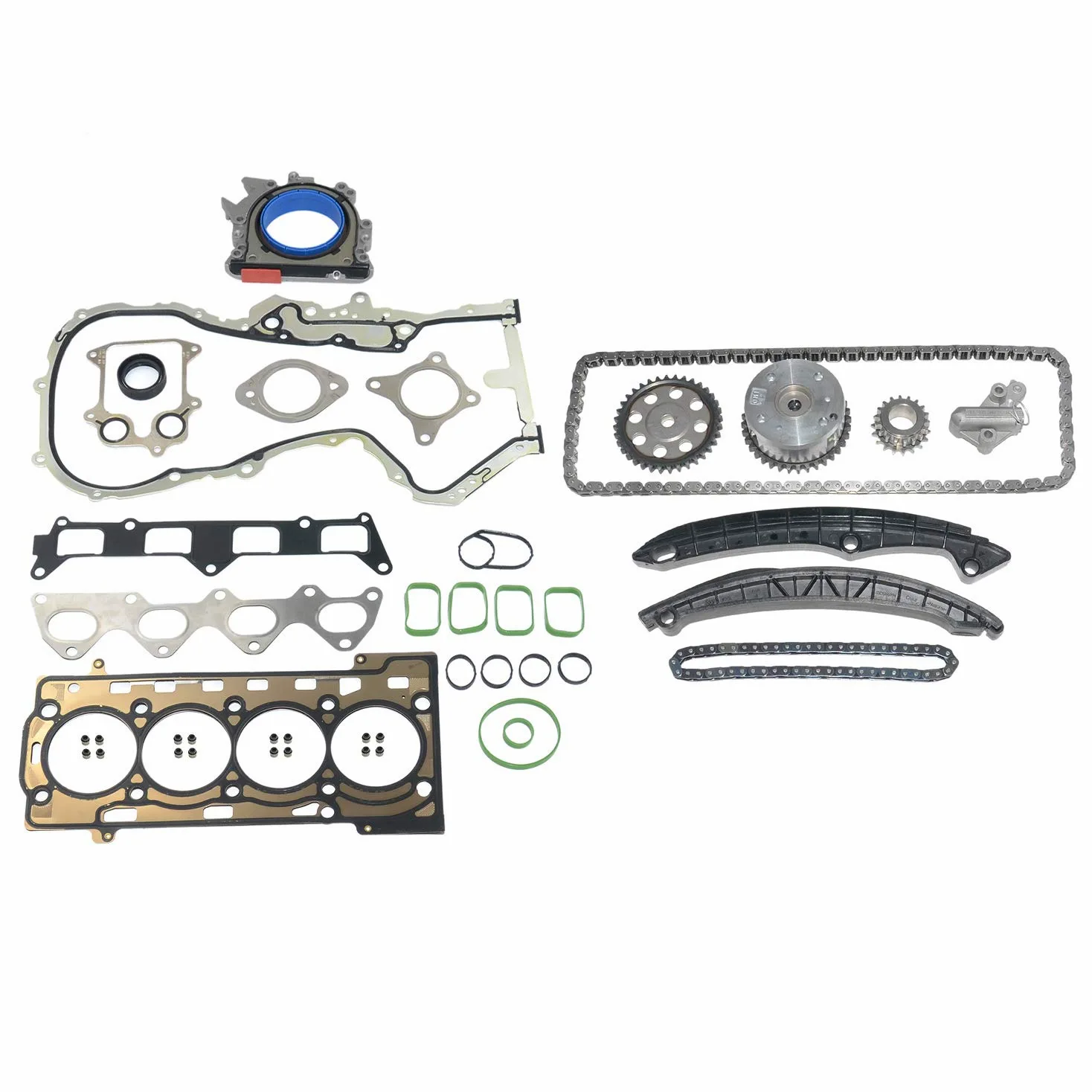 Bisenya Kit de cadena de distribución VVT y juntas de cubierta de cabeza compatibles con 1.4 TSI CAX CAV CTH BKG AXU 1.6 FSI BLP 03C109287G 03C109287F