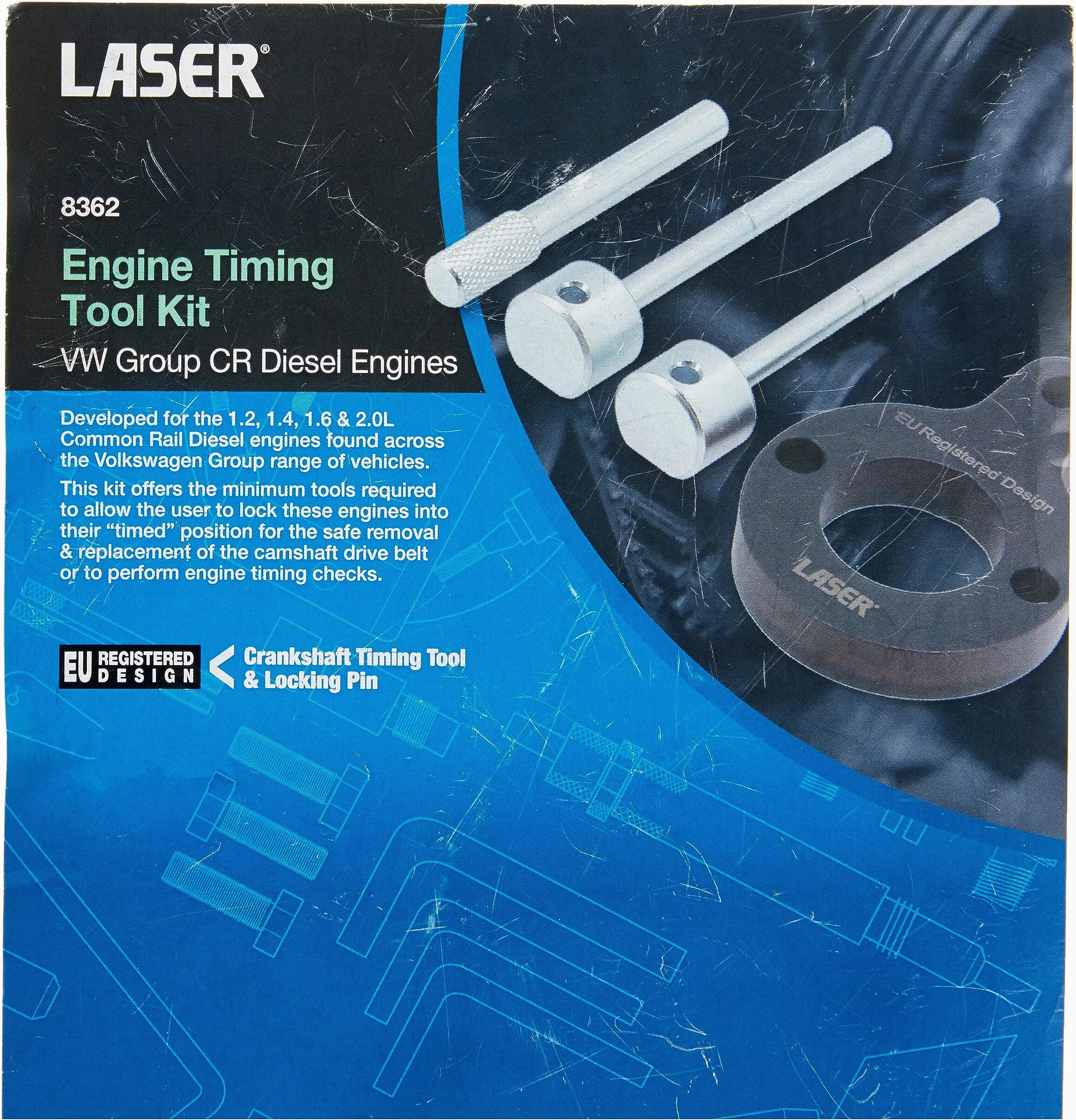 LASER TOOLS 8362 Herramienta de montaje correa distribución cromo negro (2x)