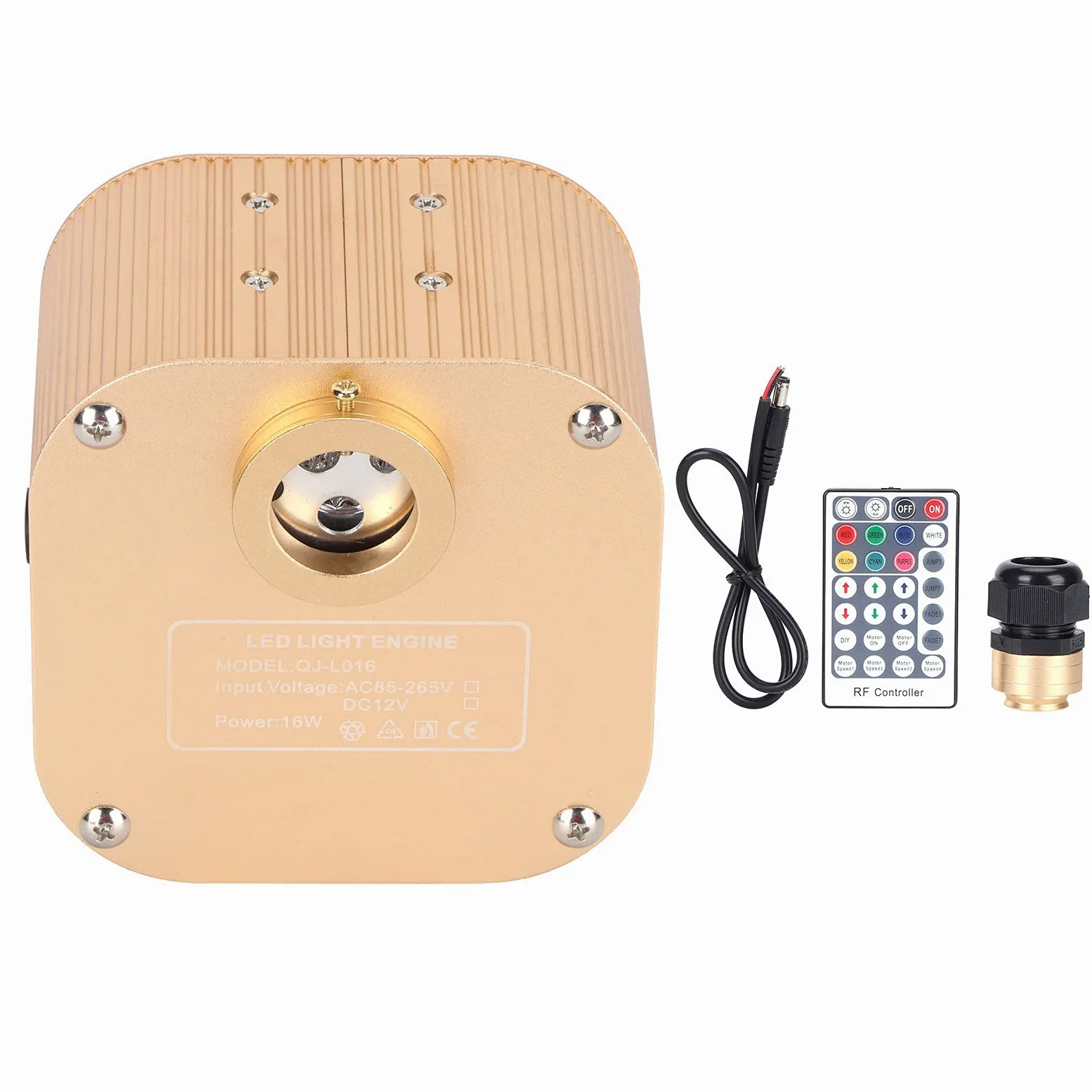 Akozon Motor de Luz Led de 16W, Iluminación de Fibra óptica de Techo Rgbw para Decoración del ar y el Coche, Ac85-265V Motor de Luz Led de 16W